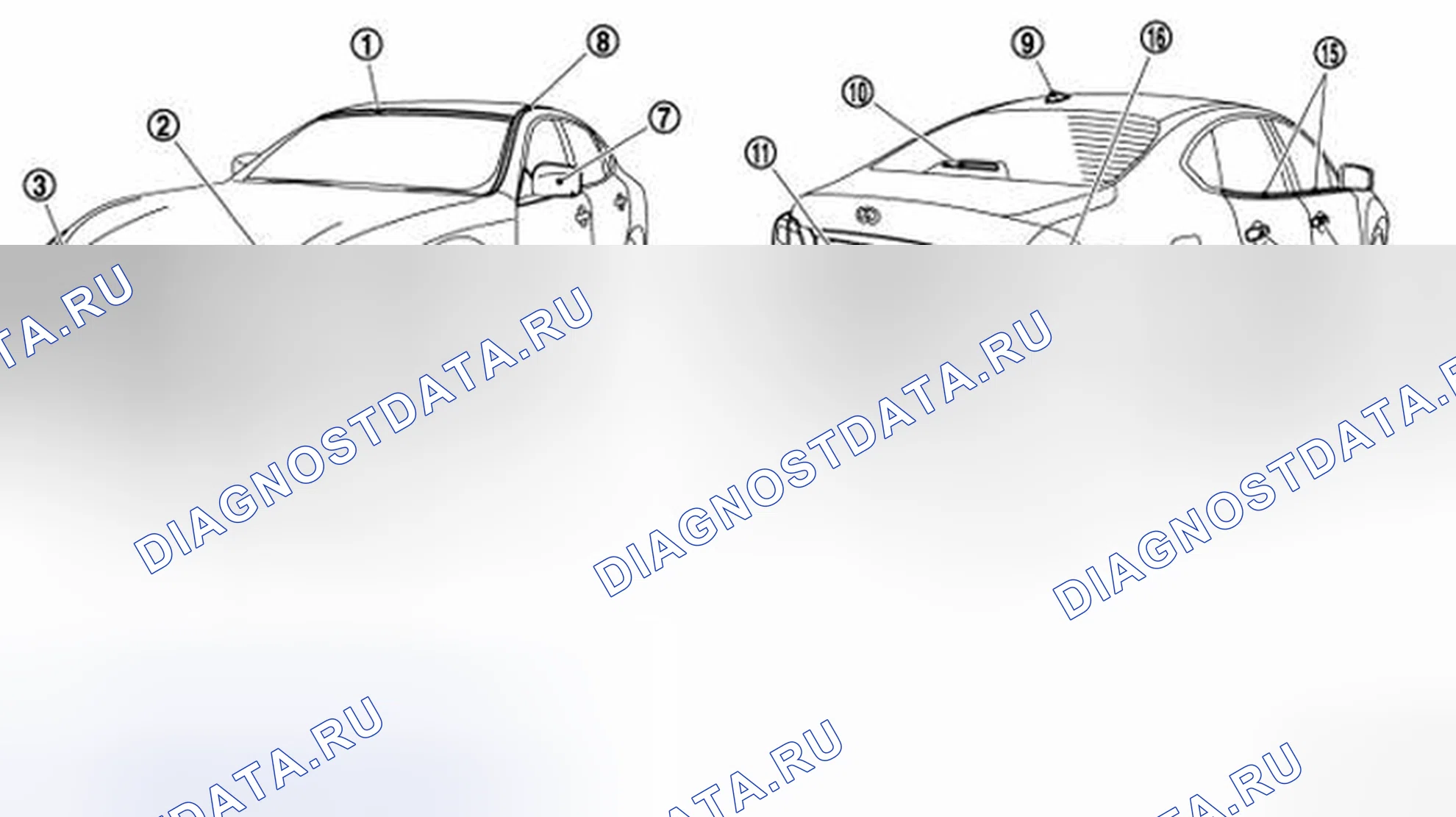 Рис. 205: Расположение пластмассовых деталей. Infiniti Q70 I рестайлинг