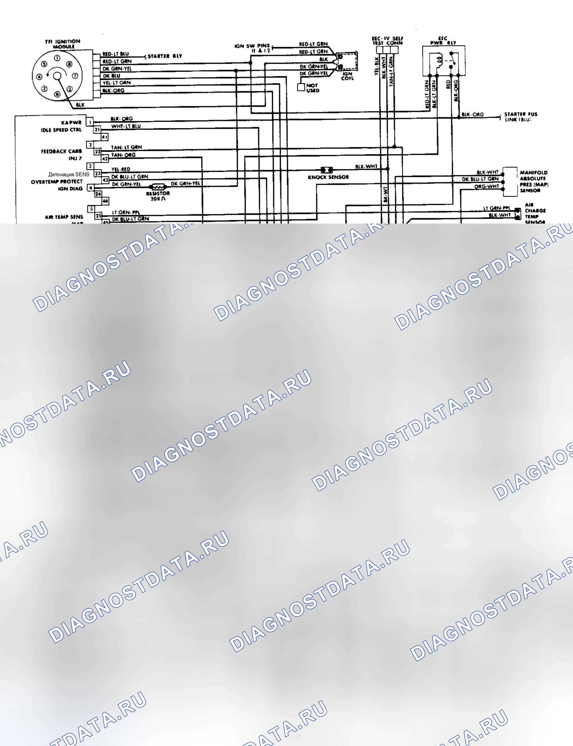 Рис. 60: электросхема 5.0L SEFI EEC-IV (Continental и Mark VII). Ford LTD Crown Victoria I
