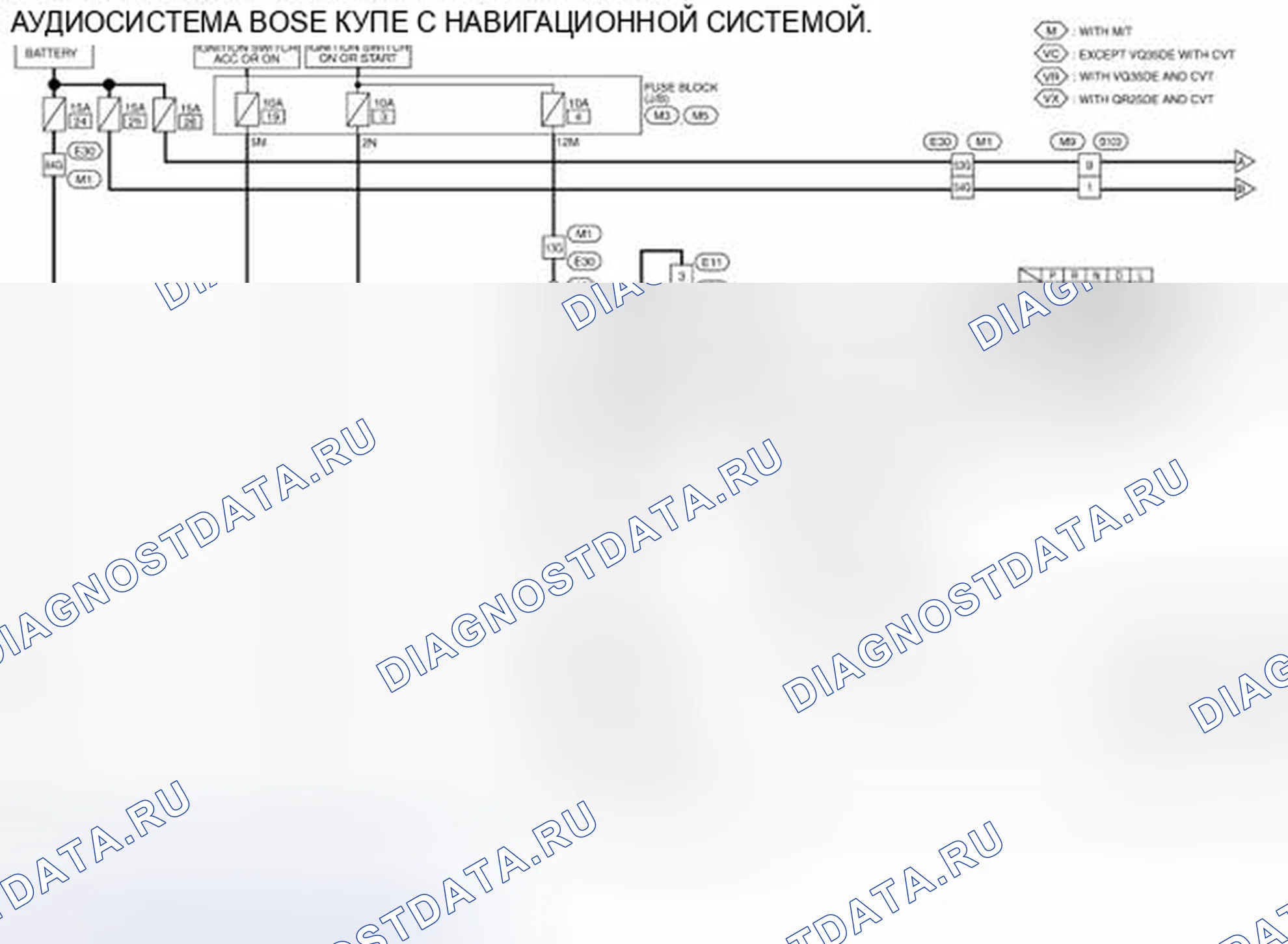 Рис. 343: КУПЕ: электросхема - купе с навигационной системой. Nissan Altima L32 рестайлинг