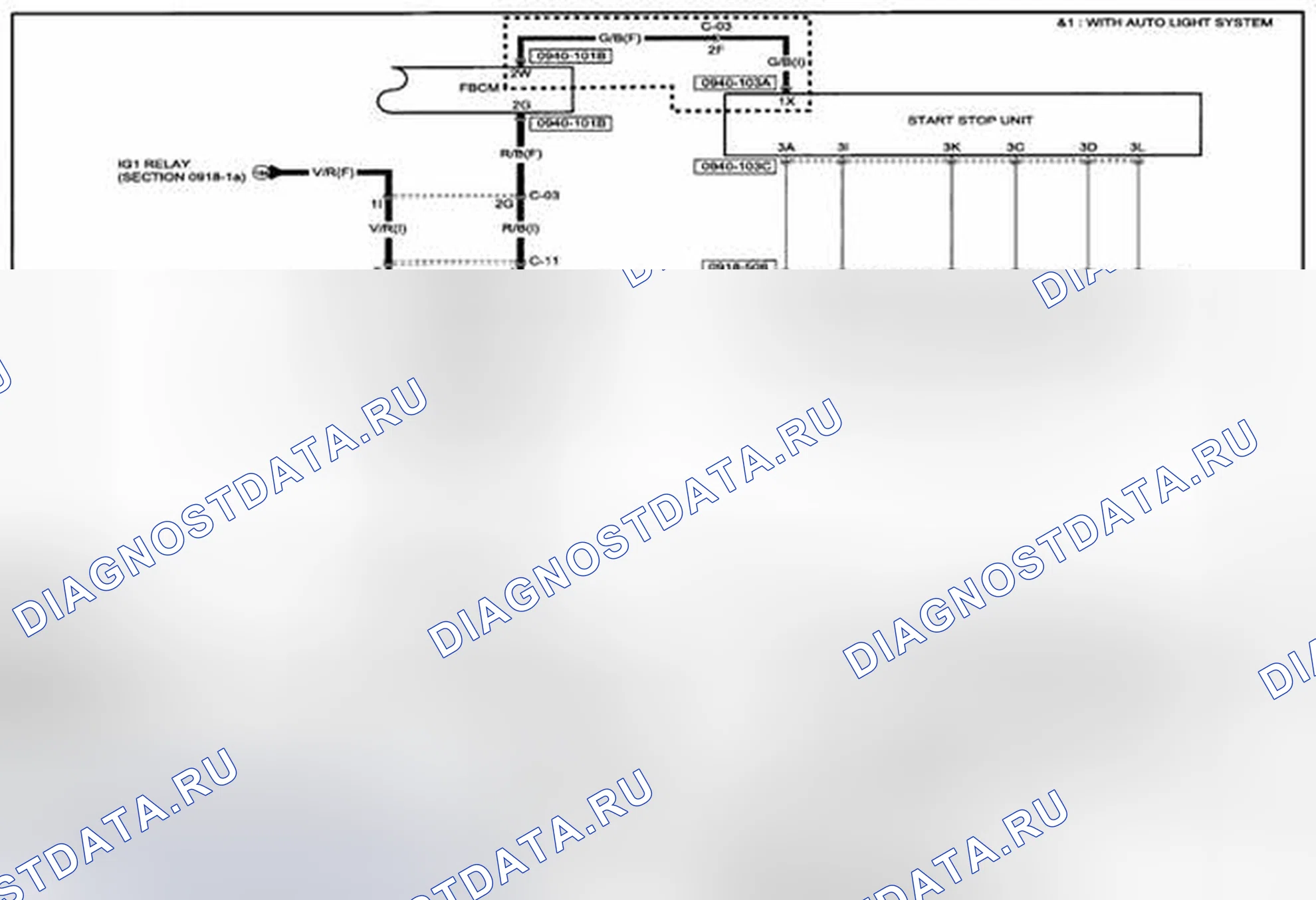 Рис. 171: Схема подключения фар (галогенного типа) (0918-1b) 1 из 2. Mazda CX-5 I