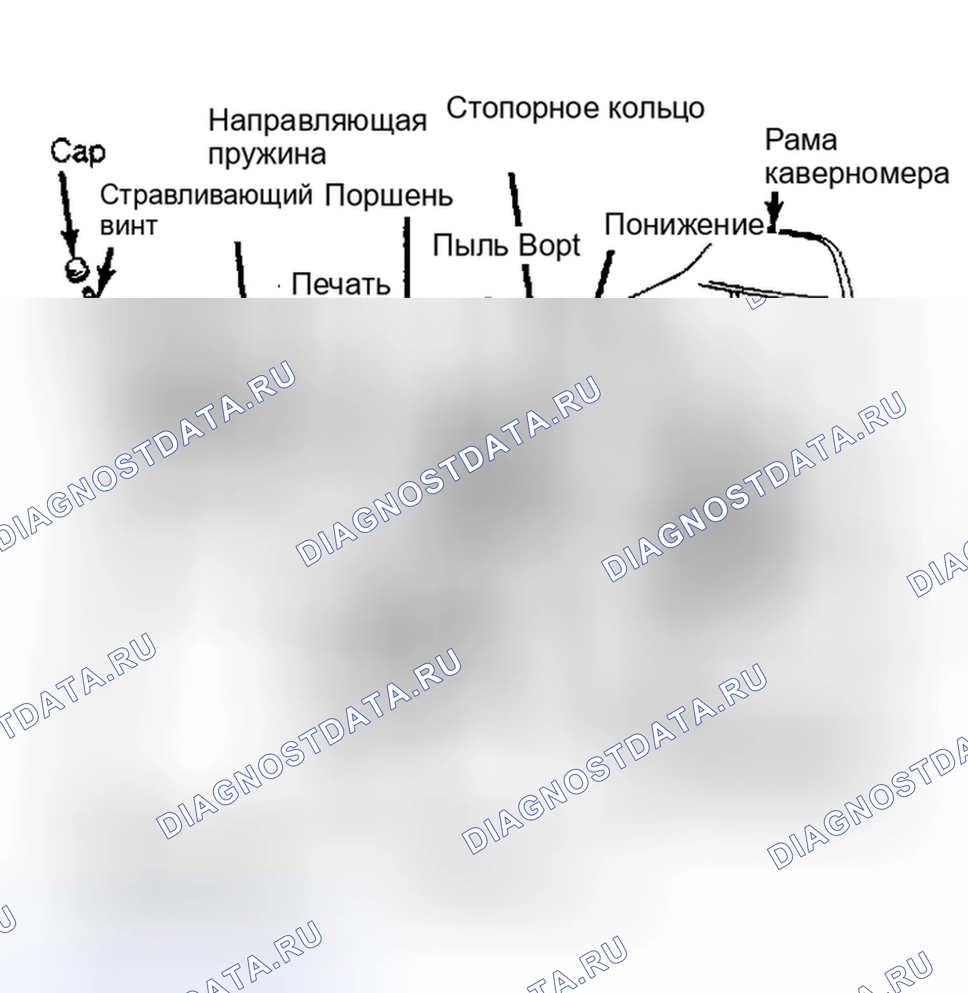 Рис. 3: Вид с пространственным разделением деталей суппорта плавающей рамы 928S и 944 Уплотнение поршня и пылезащитный чехол должны быть заменены, если суппорт разобран.. Porsche 911 Carrera II