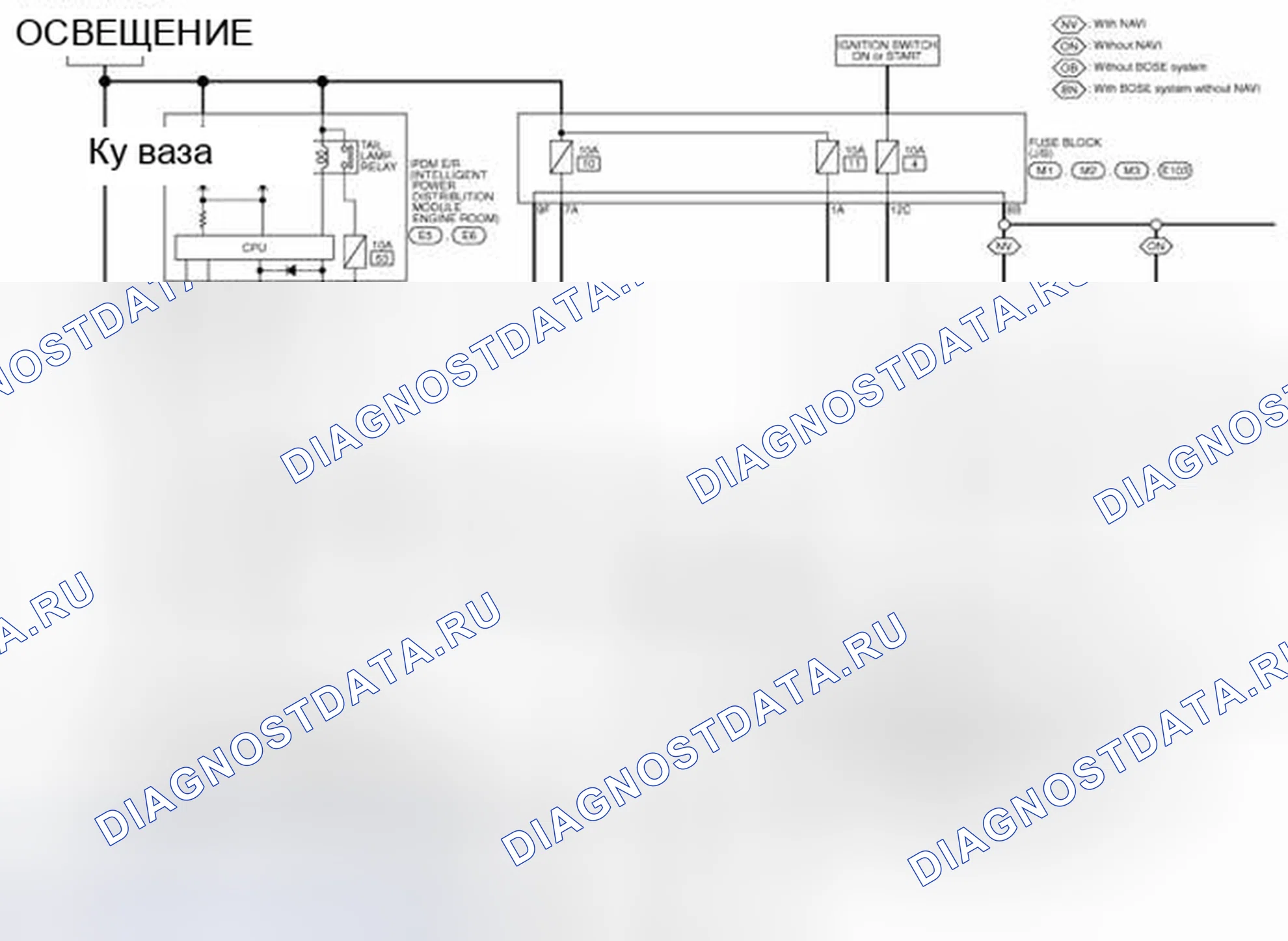 Рис. 11: электросхема - ОСВЕЩЕНИЕ. Honda MDX I