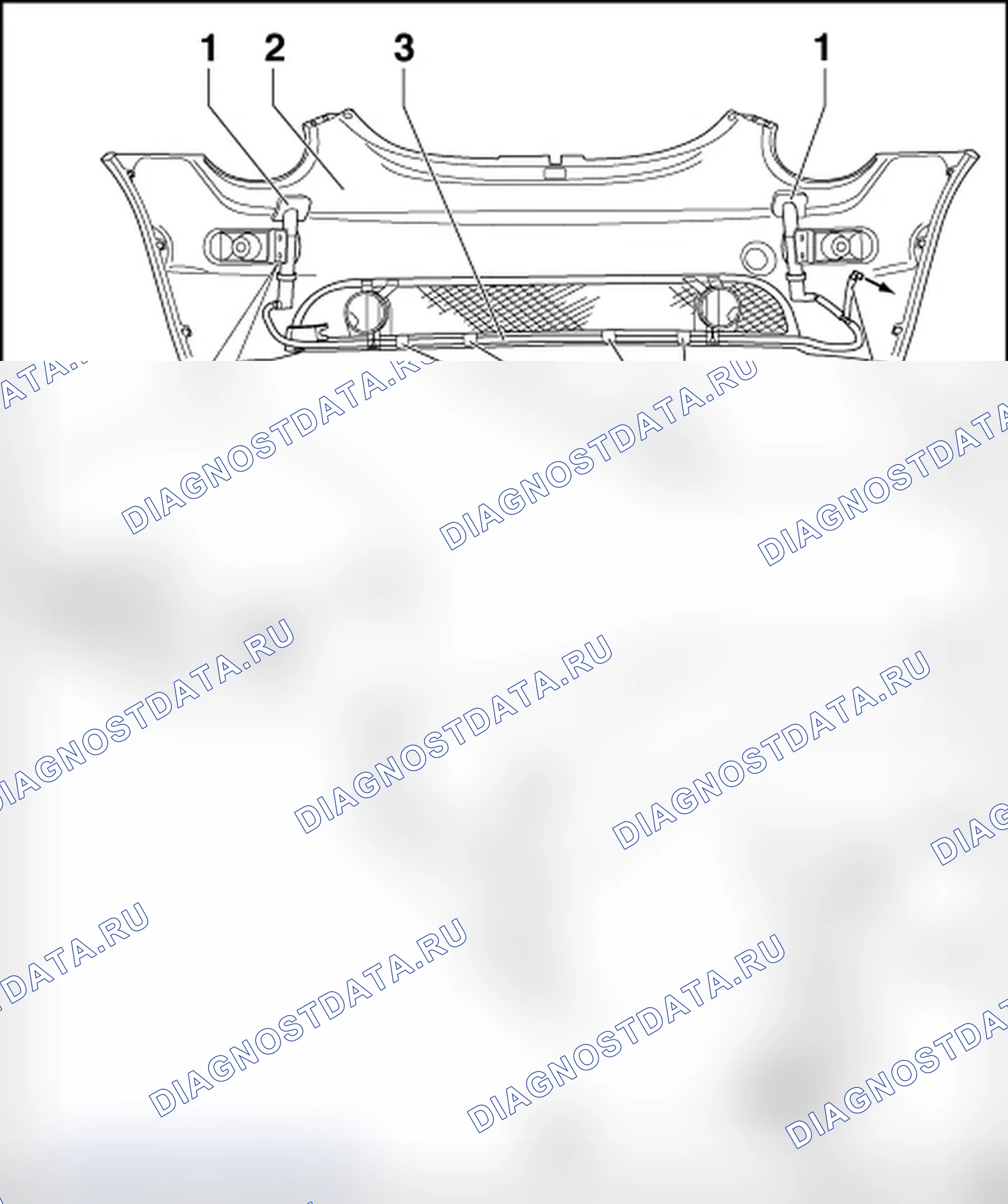 Рис. 3: ОБЗОР СИСТЕМЫ ОМЫВАТЕЛЯ ФАР В СБОРЕ. Volkswagen New Beetle A4