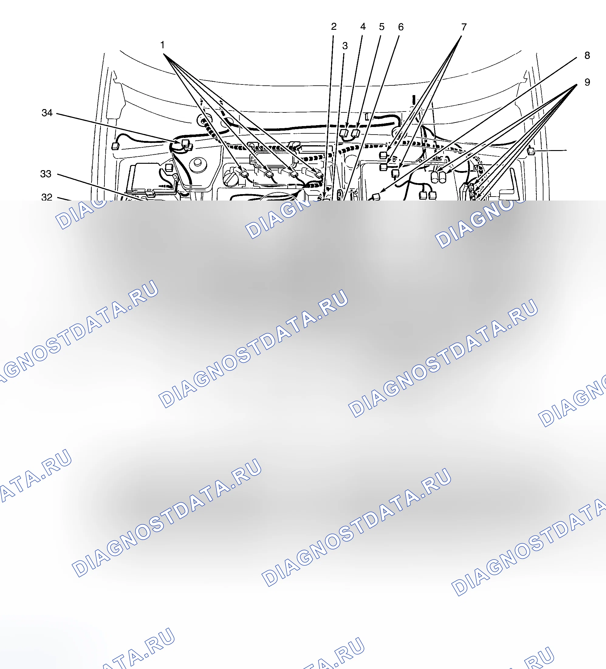 Рис. 1: ГРАФИКИ РАСПОЛОЖЕНИЯ КОМПОНЕНТОВ. Toyota Prius I рестайлинг
