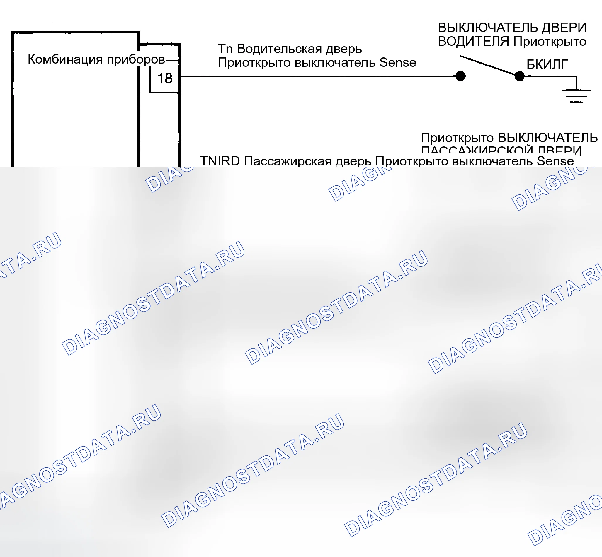 Рис. 569: Система дверь Приоткрыто. Dodge Pickup R1500 