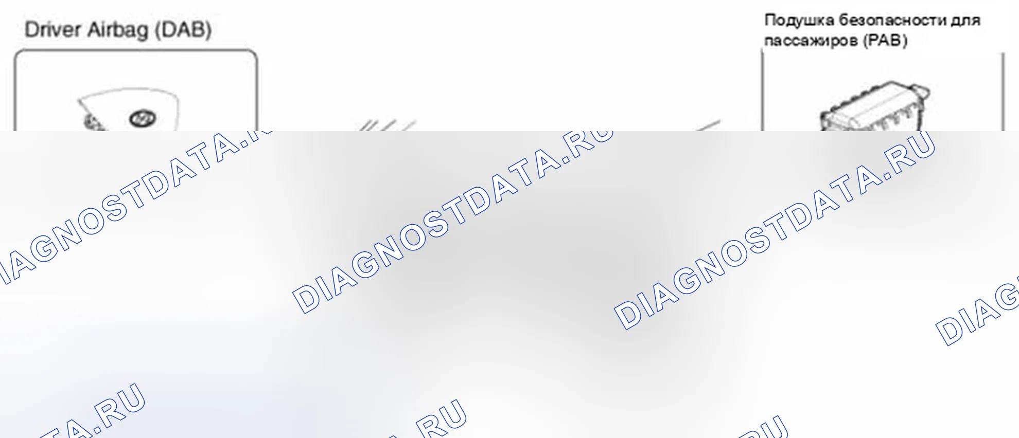 Рис. 174: Подушка безопасности водителя (DAB) / подушка безопасности пассажира (PAB). Hyundai Sonata VI