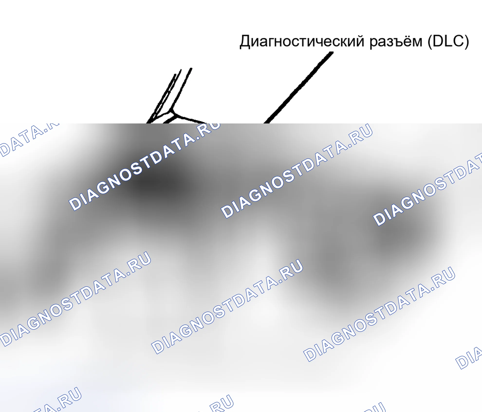 Рис. 7: Тест 3 - Расположение блок управления силовым агрегатом (PCM) (блок управления силовым агрегатом) и диагностический разъём. Dodge Cab & Chassis R2500 AD pre