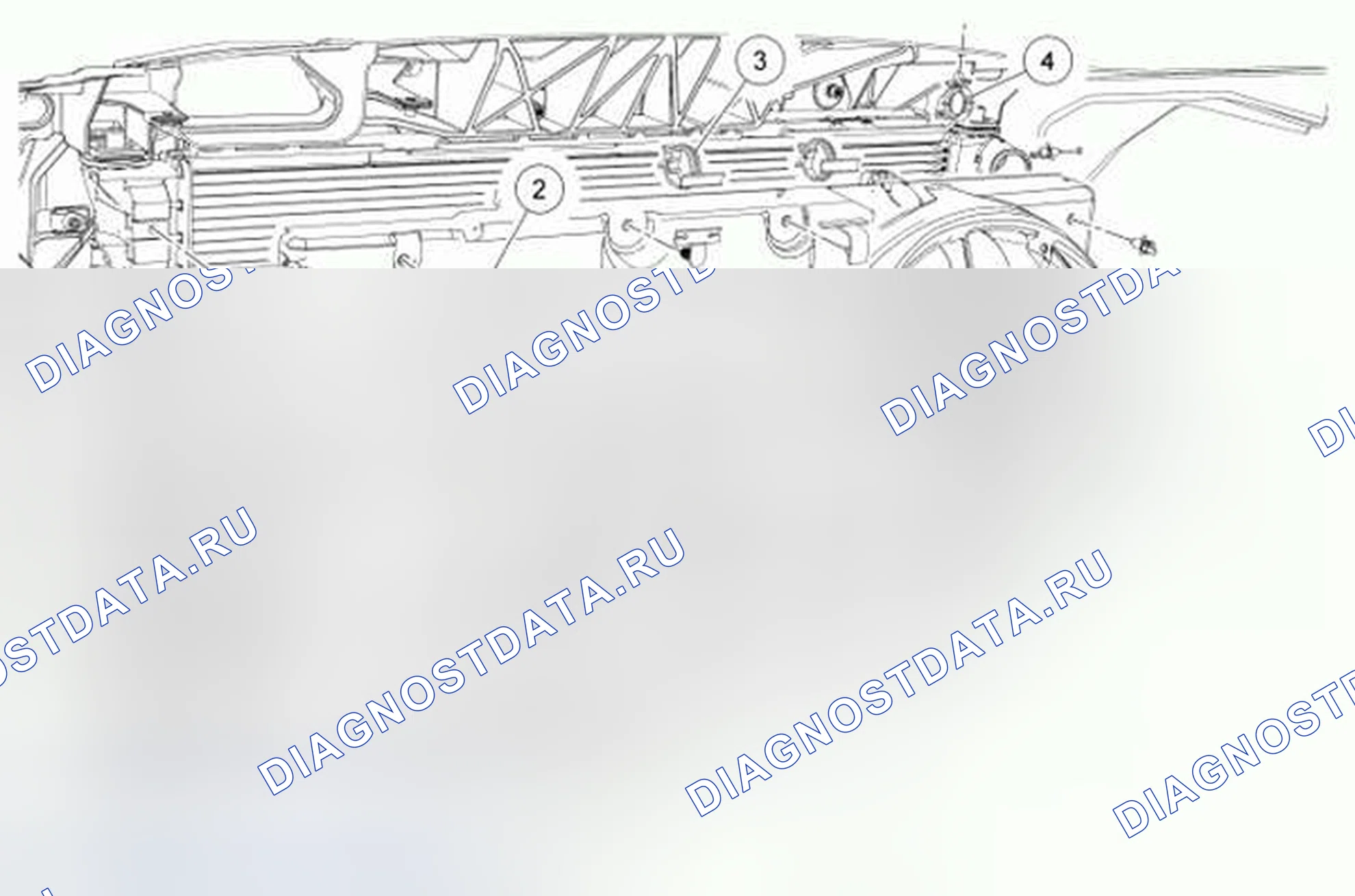 Рис. 13: Вентилятор охлаждения и кожух (вид 3 из 3). Hyundai ix55 I