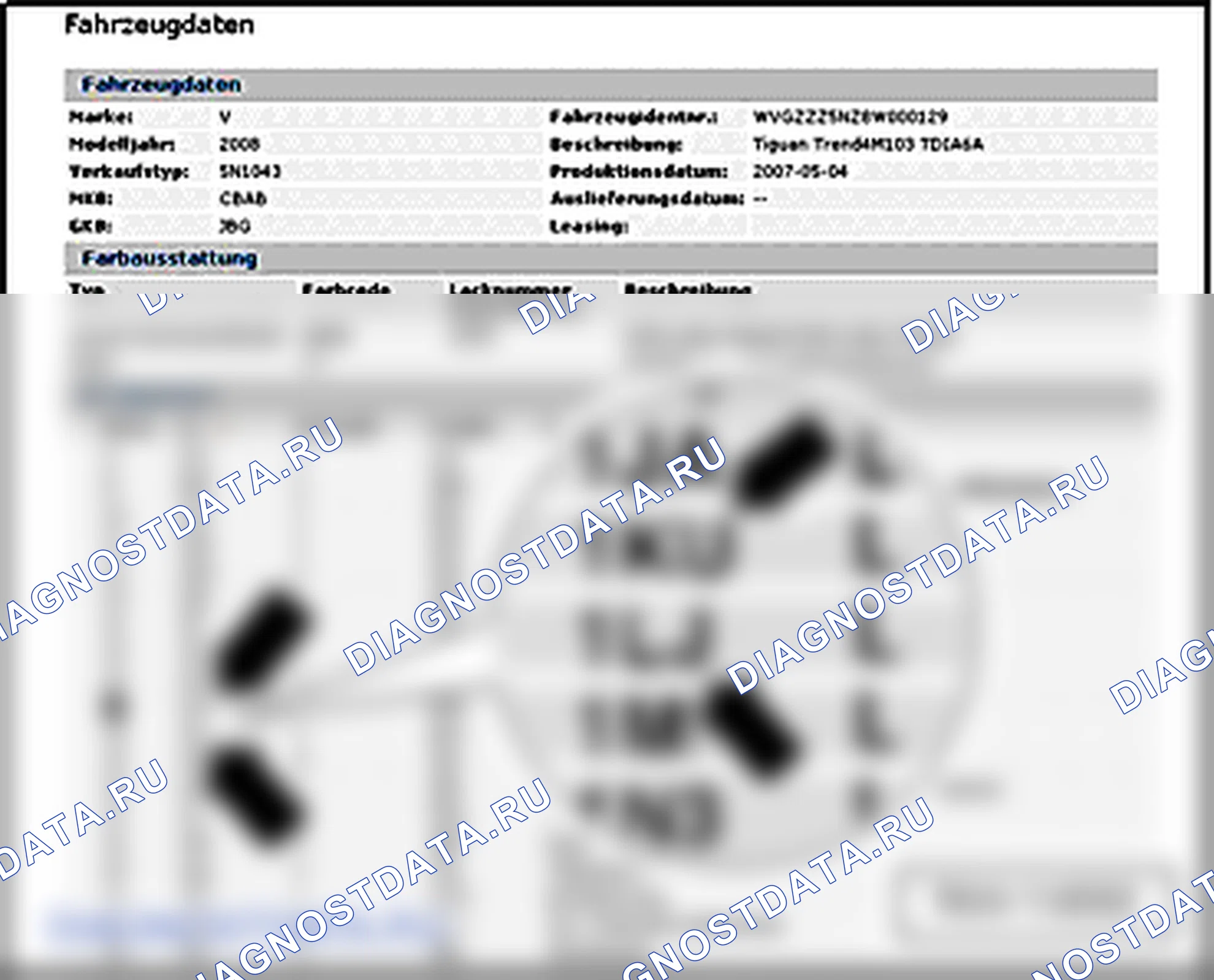 Код комплектации, соответствующий типу тормозов. SEAT Alhambra Ii