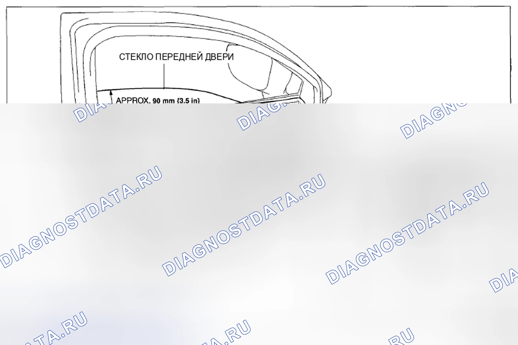 Рис. 5: Подготовка стекла передней двери. Mazda CX-5 I