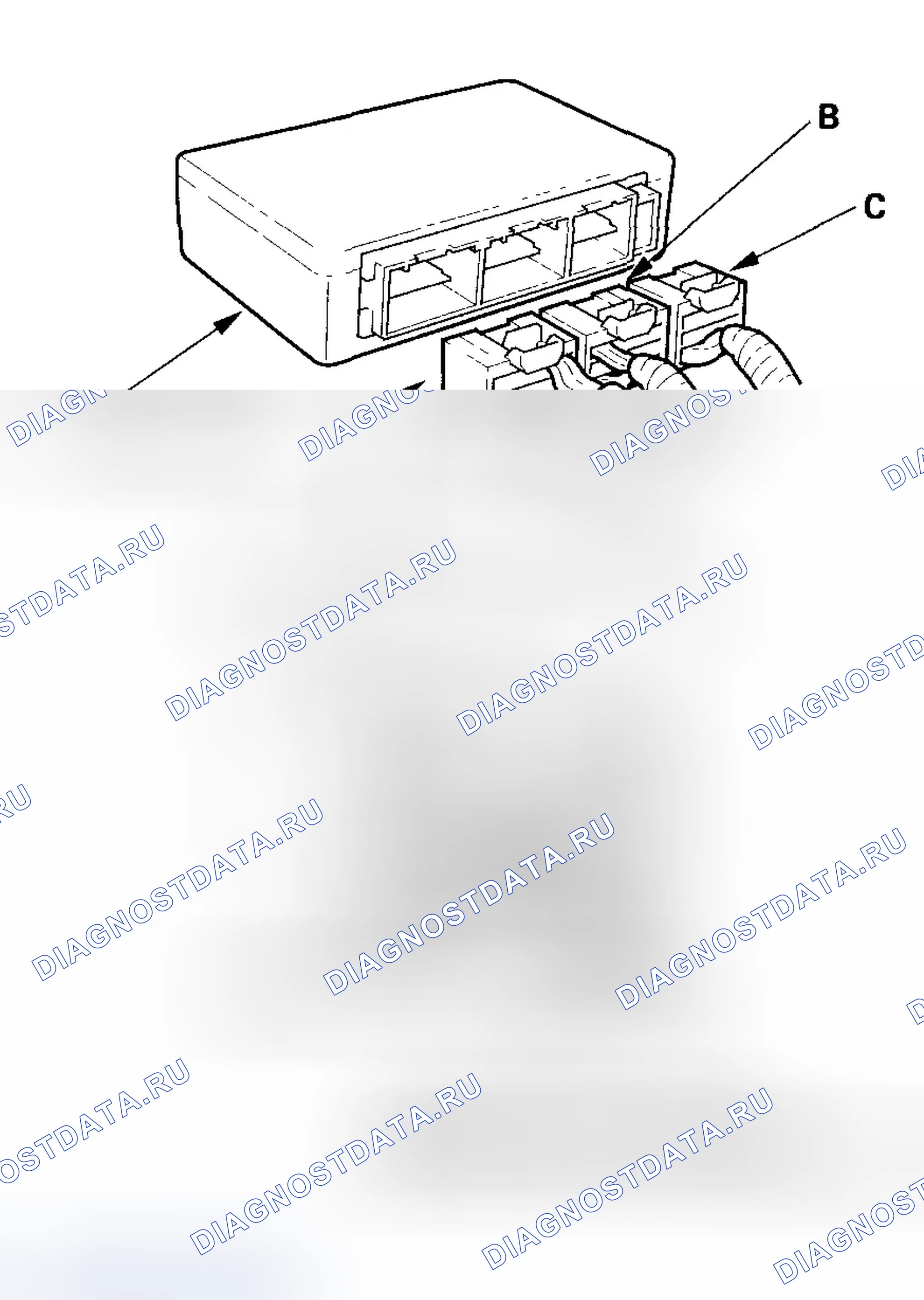 Рис. 8: Открытие короткозамыкающих разъемов блока SRS для диагностики. Honda CR-V II рестайлинг