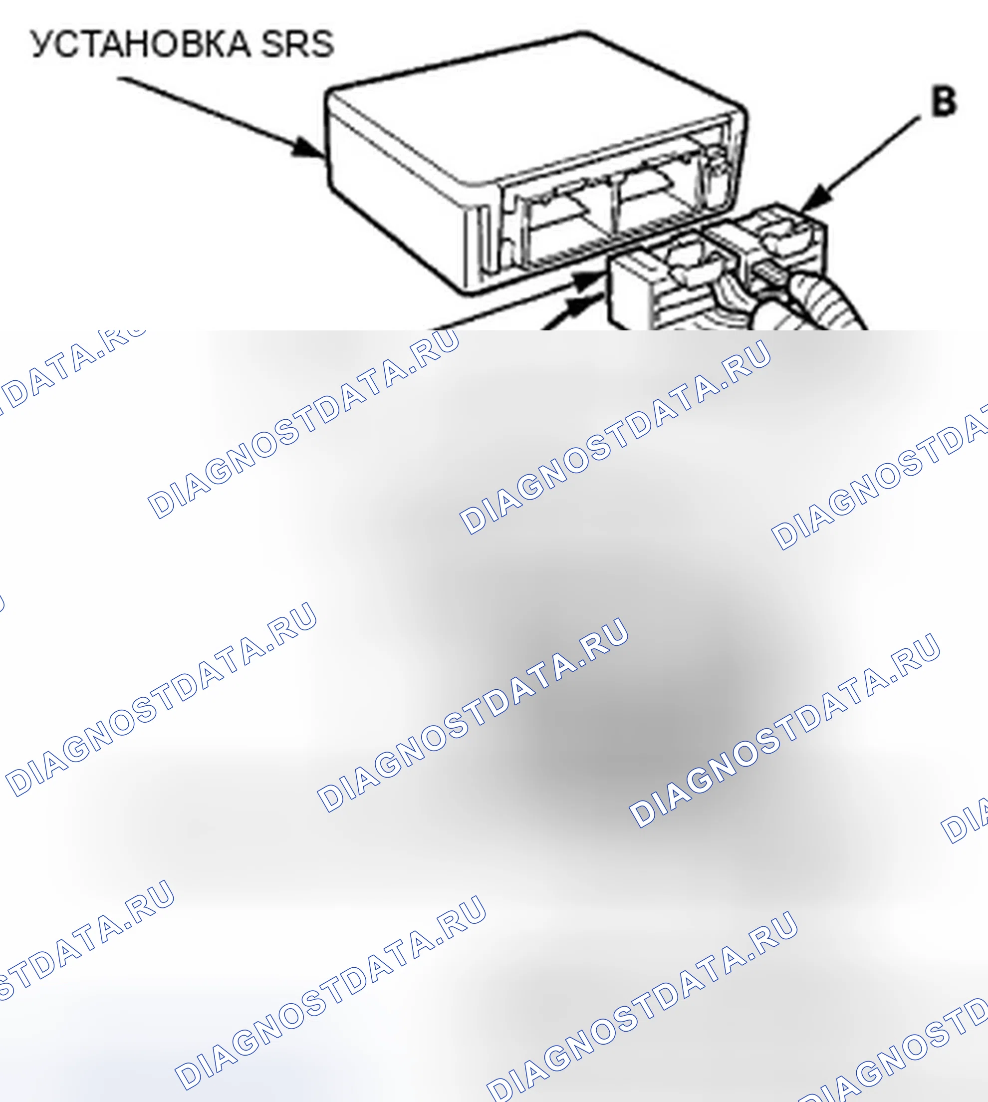 Рис. 316: Открытие короткозамыкающих разъемов блока SRS для диагностики. Honda Civic VIII рестайлинг