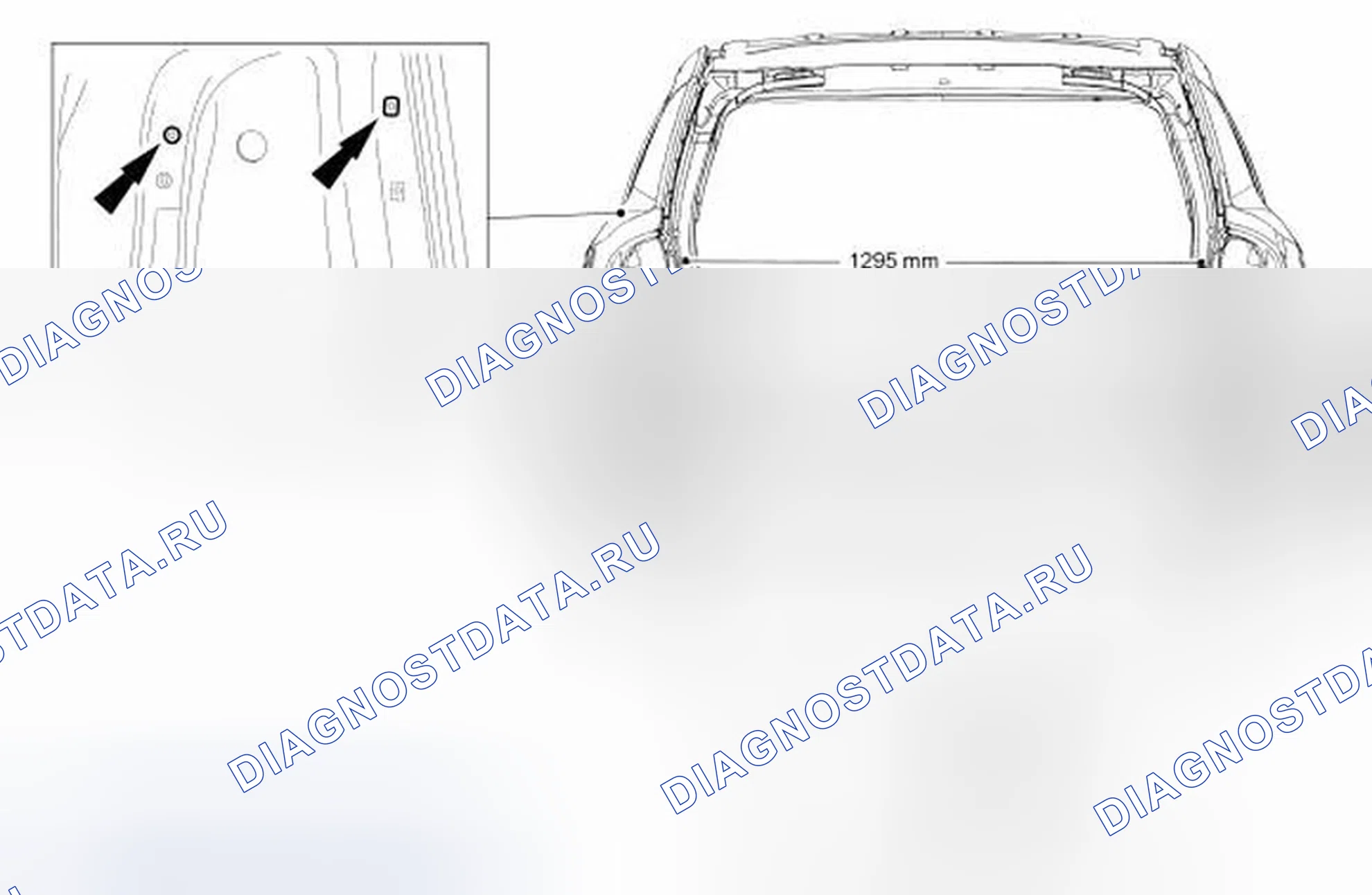 Рис. 5: Размеры заднего проема. Ford Edge I