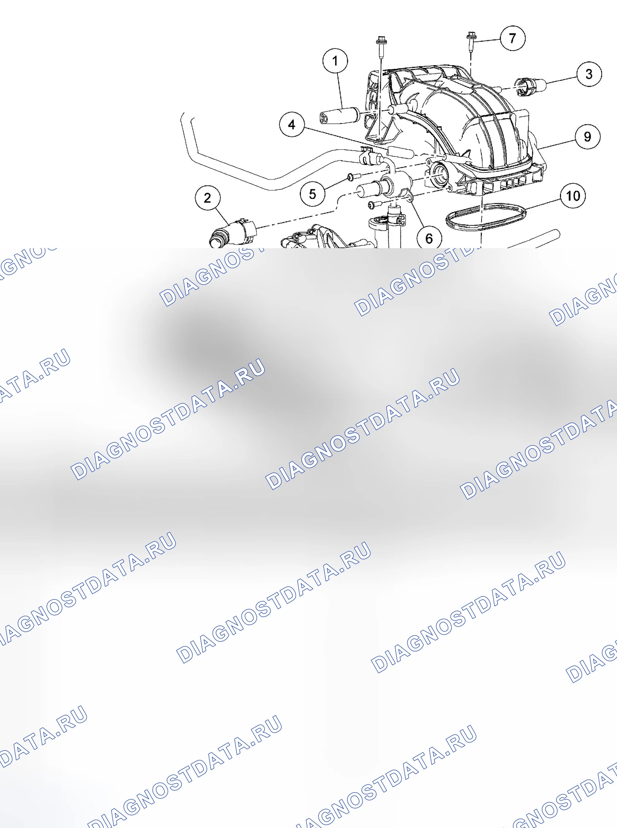 Рис. 8: Корпус дроссельной заслонки - проставка. Ford Pickup F350 Super Duty 