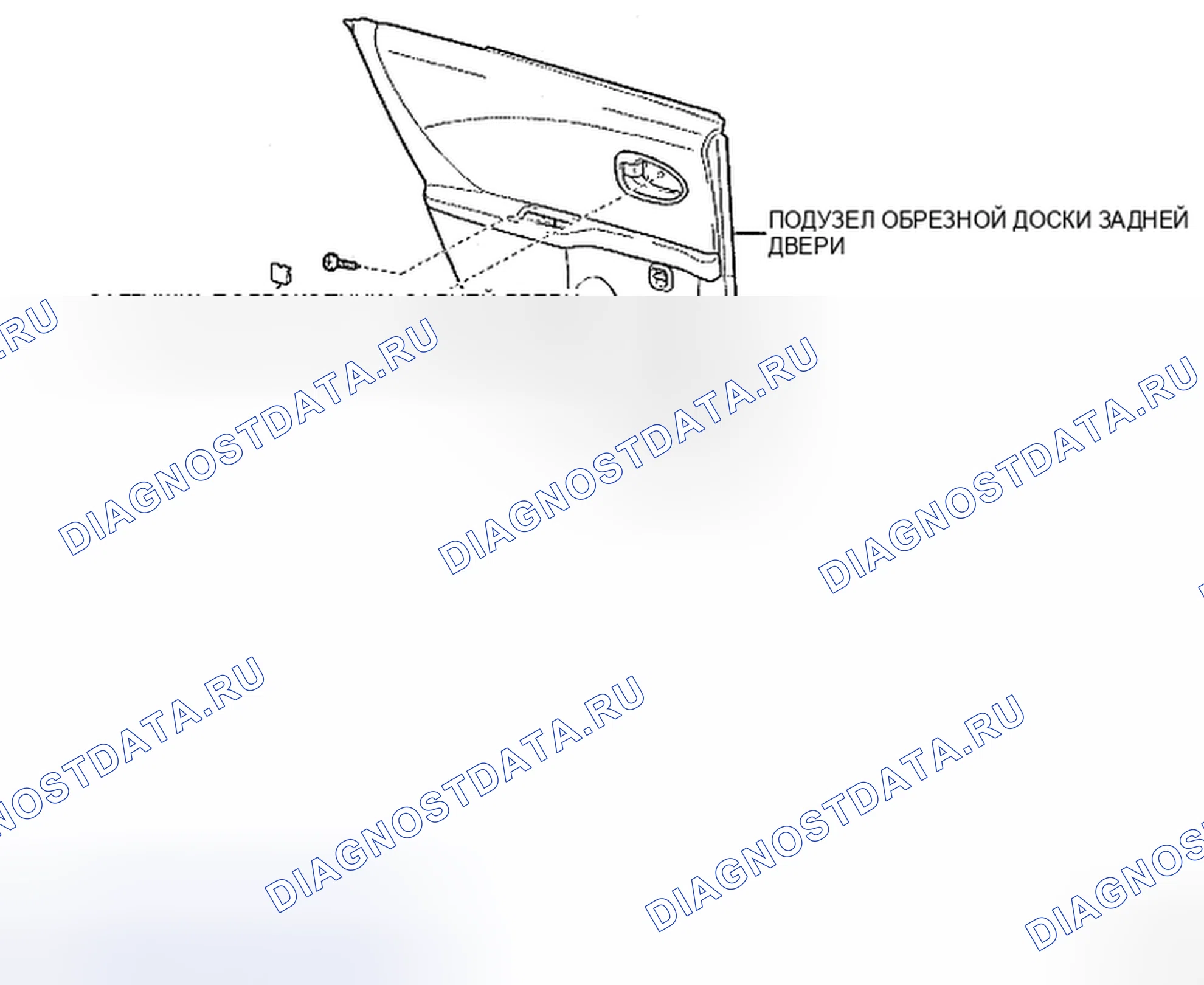 Рис. 103: Идентификация компонентов двигателя регулятора стеклоподъемника - для задней стороны хэтчбека (1 из 3). Toyota Yaris II