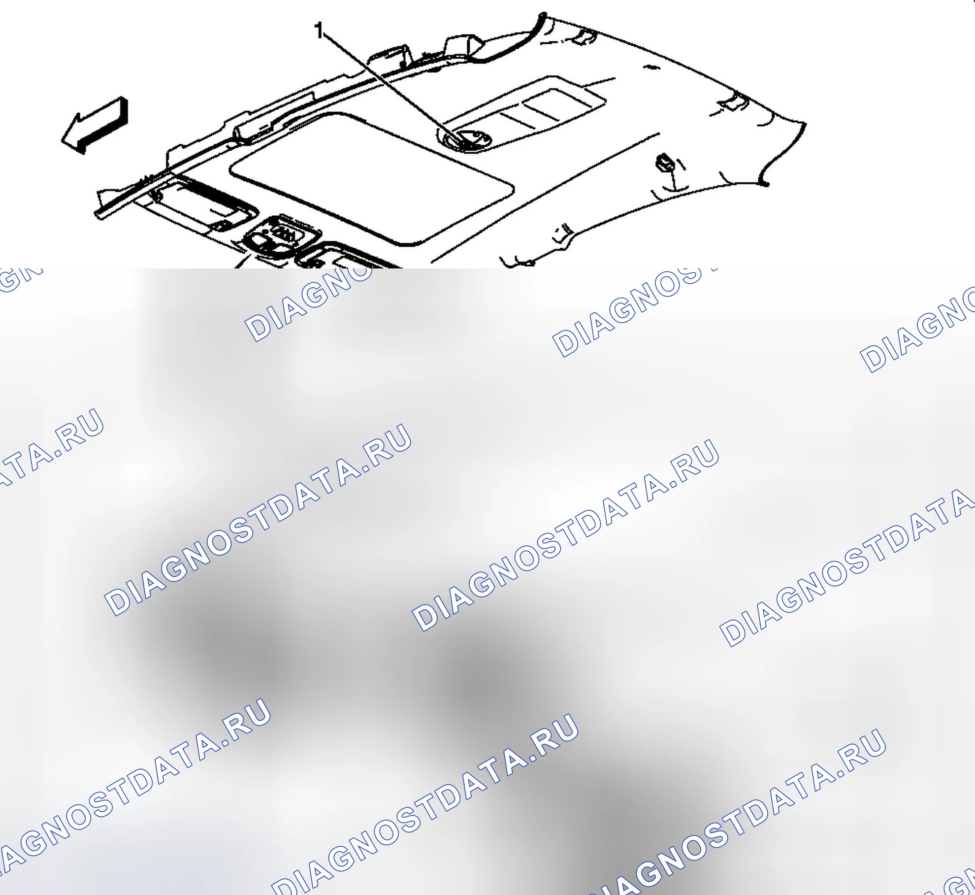 Рис. 55: Компоненты крыши / облицовки и подвесной консоли. Chevrolet Malibu VIII
