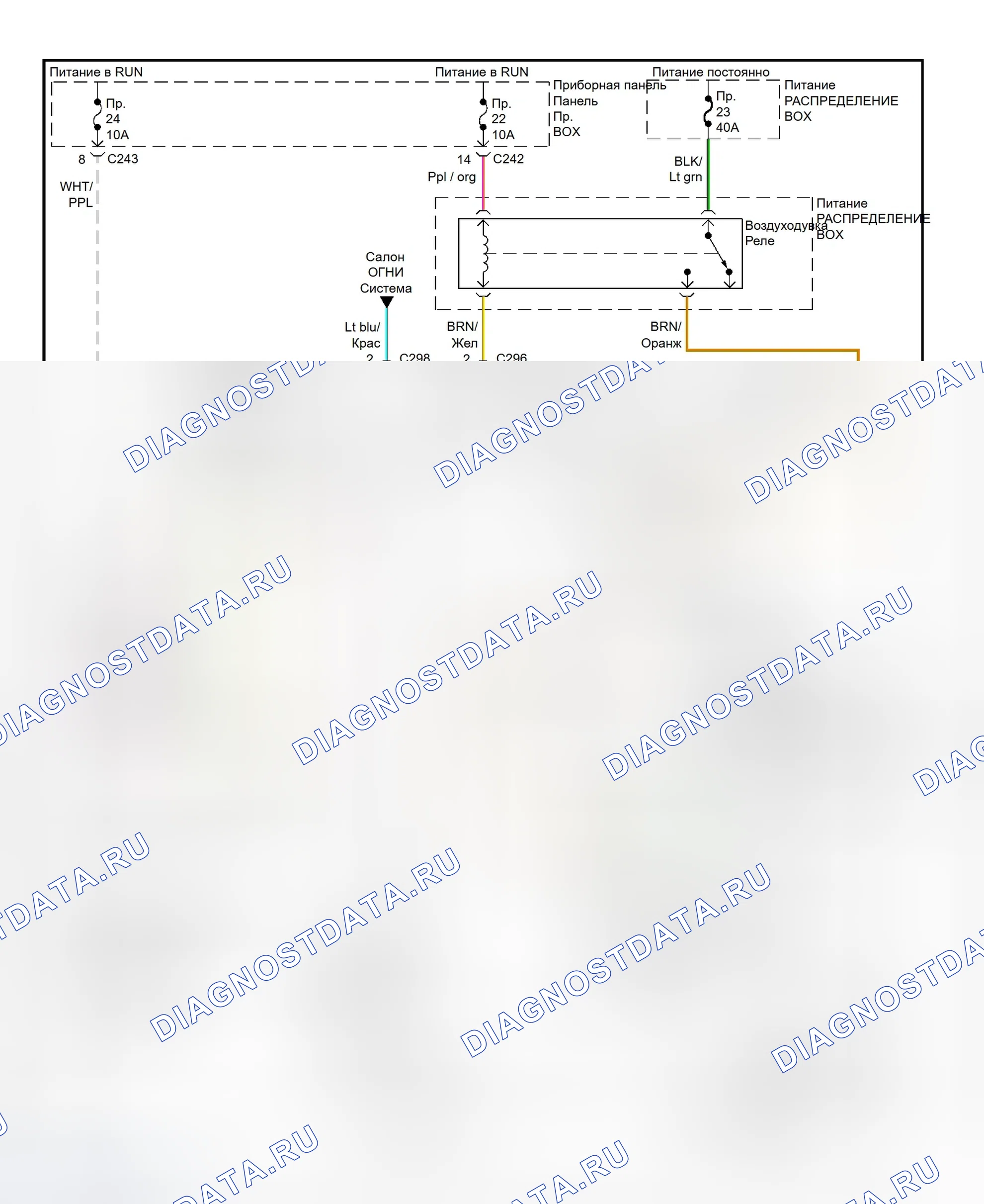 Рис. 4: Схема подключения системы нагревателя (F250HD, F350 и F350 Super DUTY). Ford Pickup F250 Super Duty 