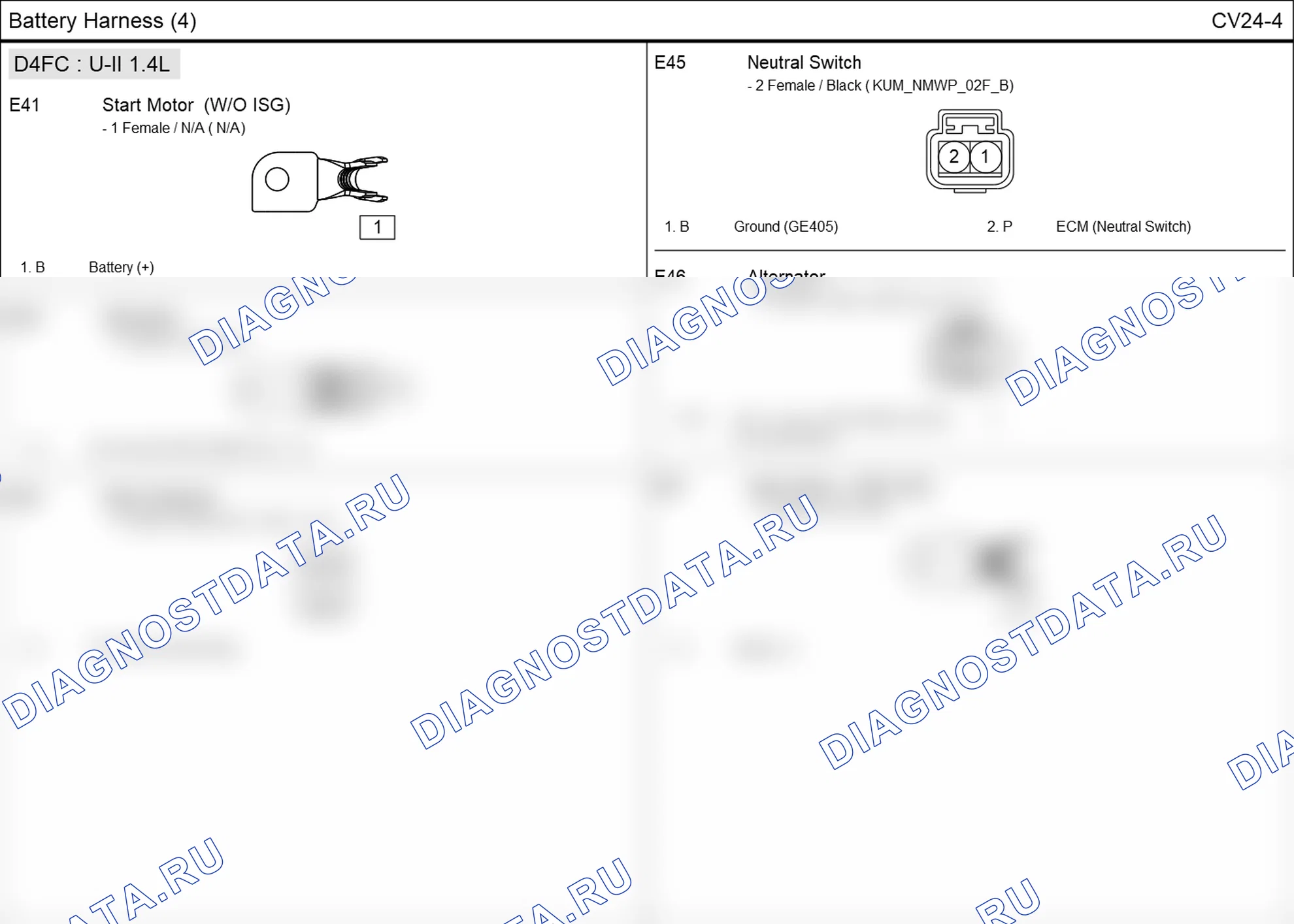 Распиновка разъёма E41 — battery harness. Hyundai i20 GB