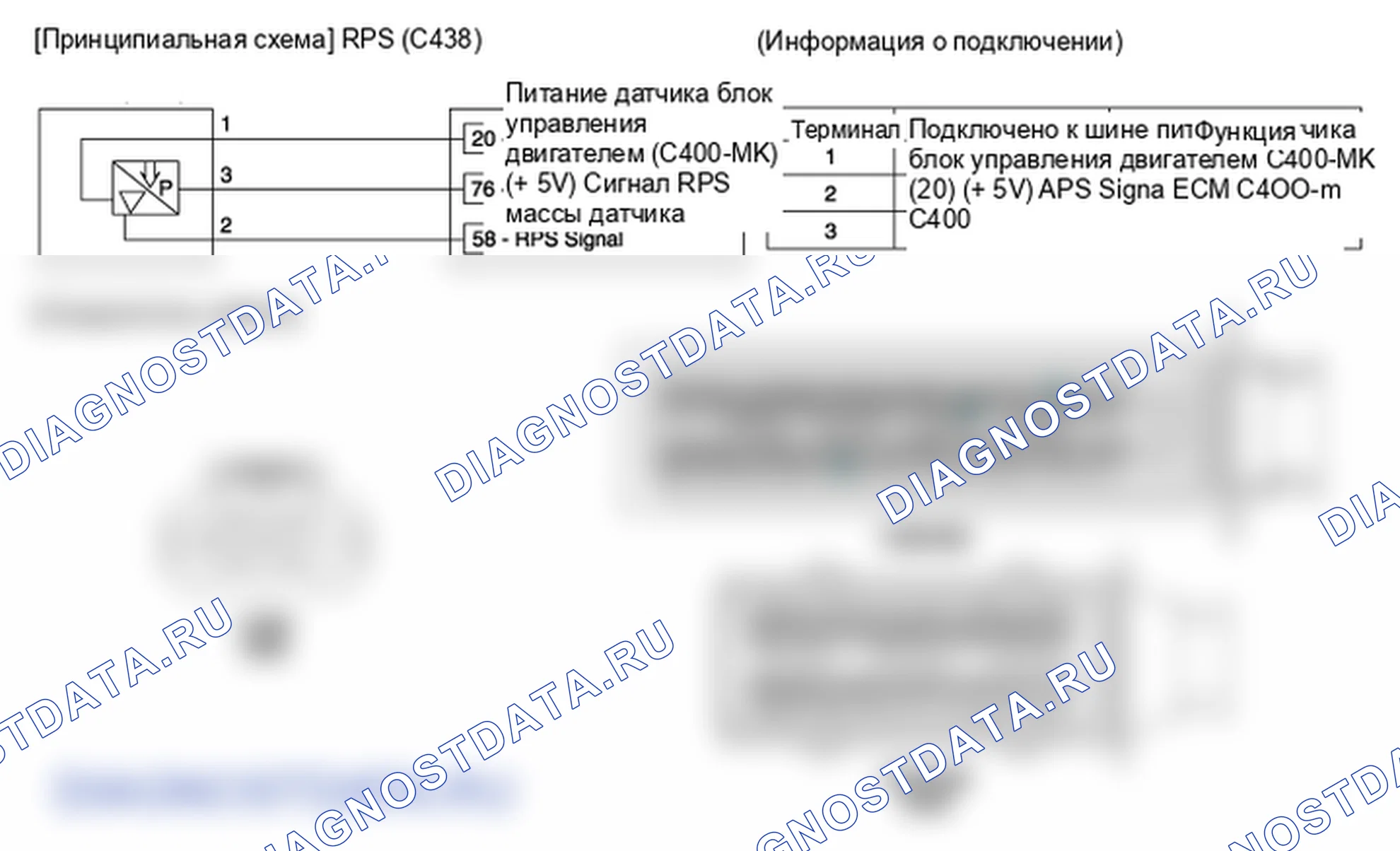 Фрагмент электросхемы: Датчик давления на рейке (RPS). Hyundai ix35 EL