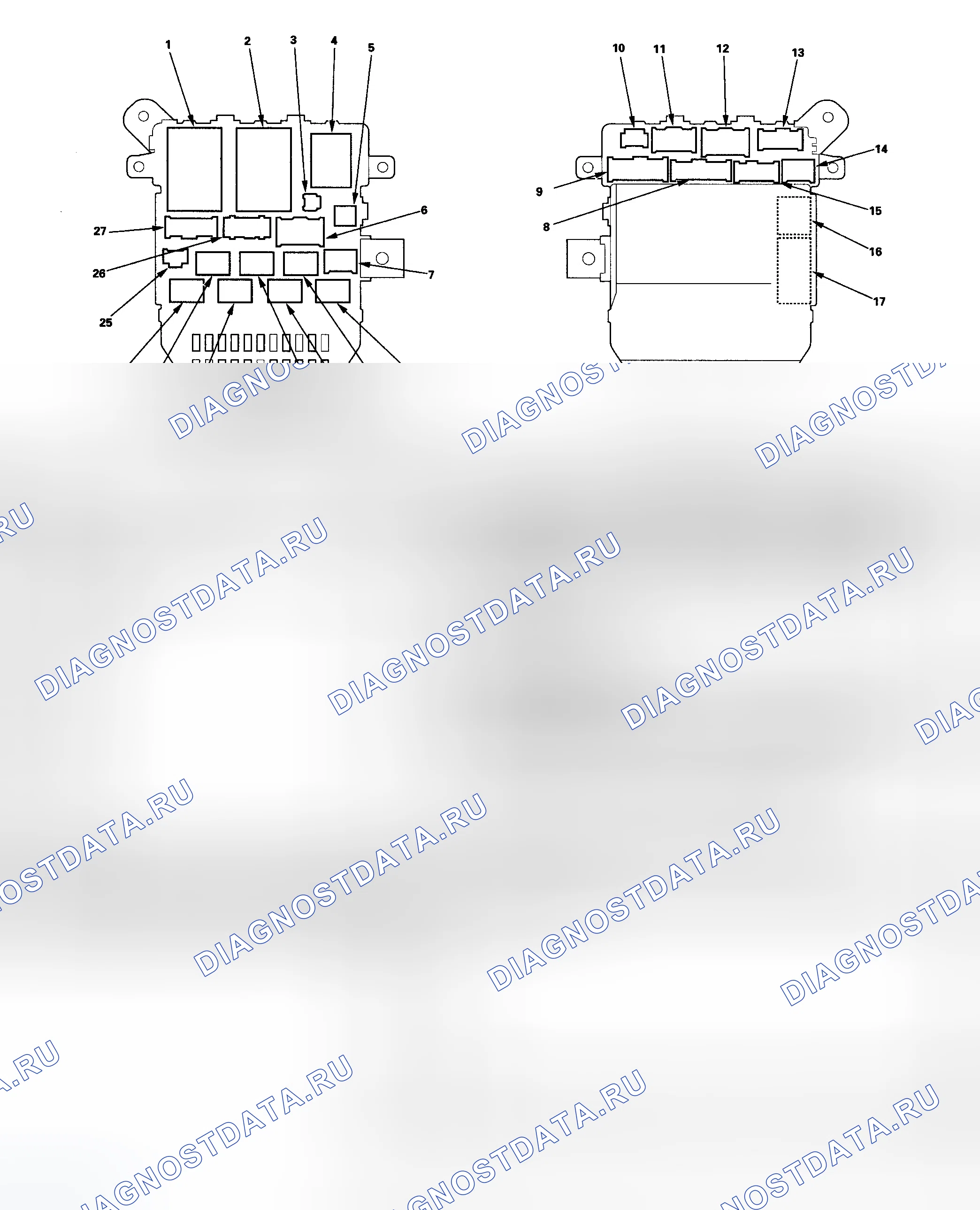 Рис. 1: ГРАФИКИ РАСПОЛОЖЕНИЯ КОМПОНЕНТОВ. Honda Accord VII рестайлинг