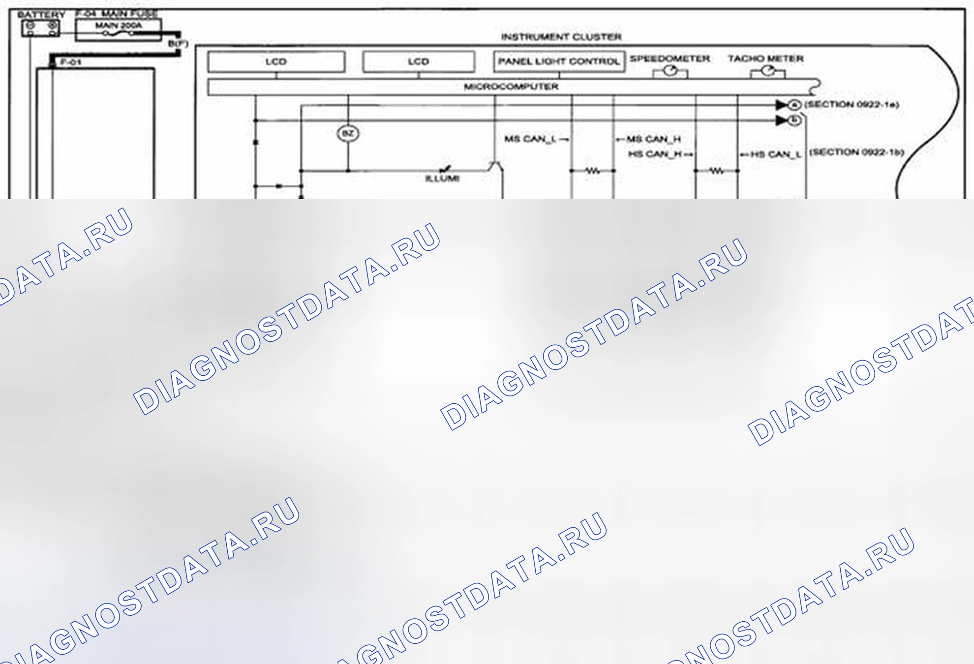 Рис. 221: электросхема приборной панели (0922-1a) 1 из 2. Mazda CX-5 I