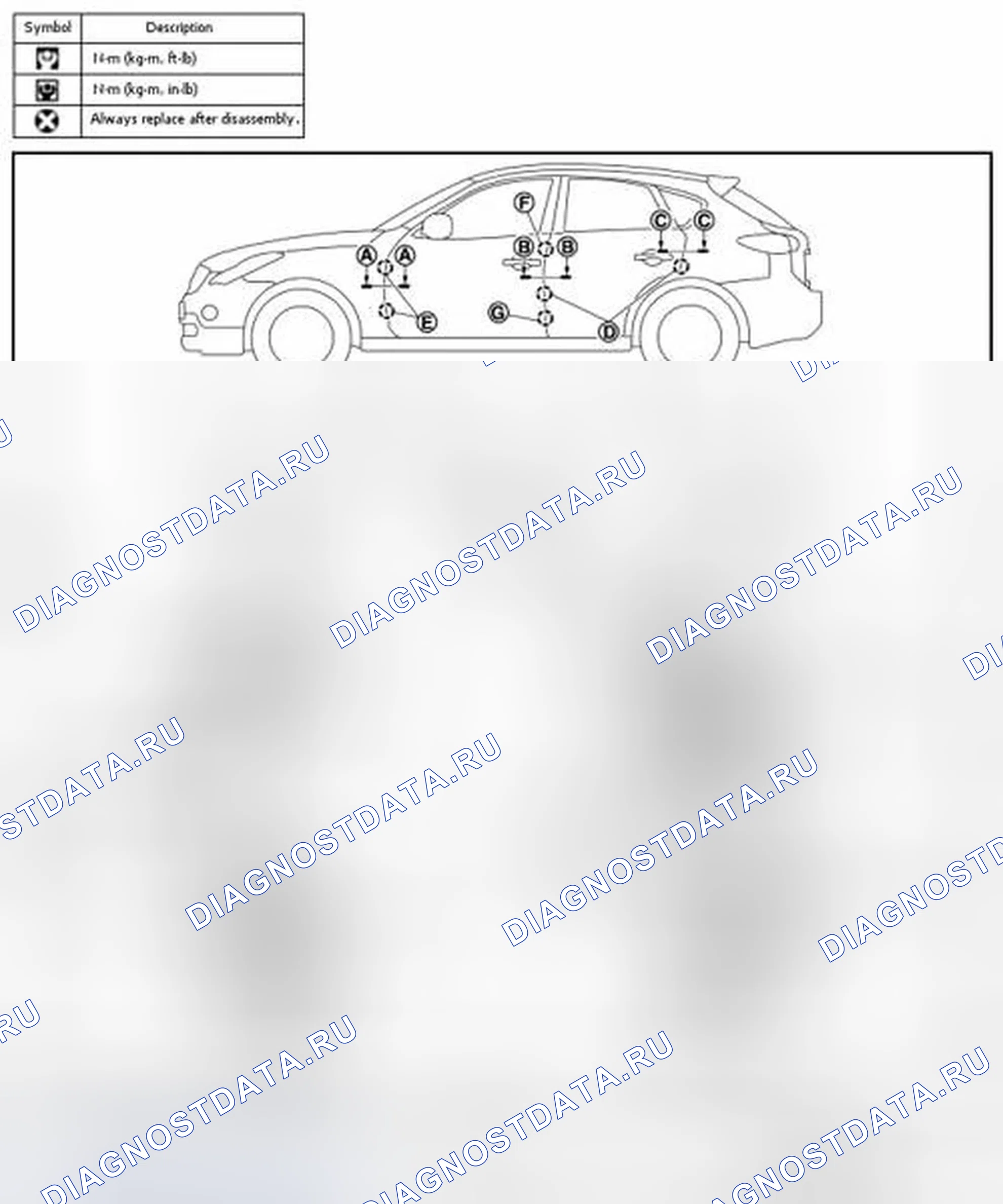 Рис. 72: ДВЕРЬ В СБОРЕ: Регулировка. Infiniti QX50 I