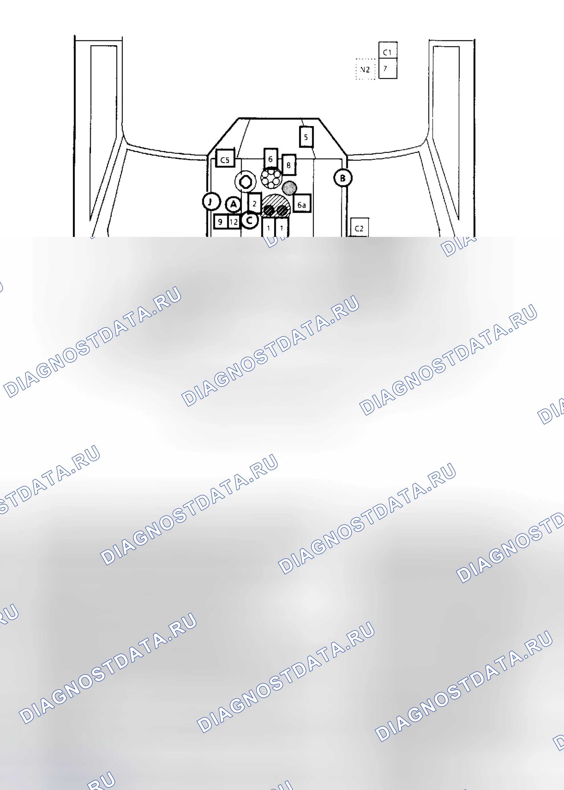 Рис. 54: Расположение компонентов для серии «G» 5.0L и 5.7L. GMC Cab & Chassis R3500 