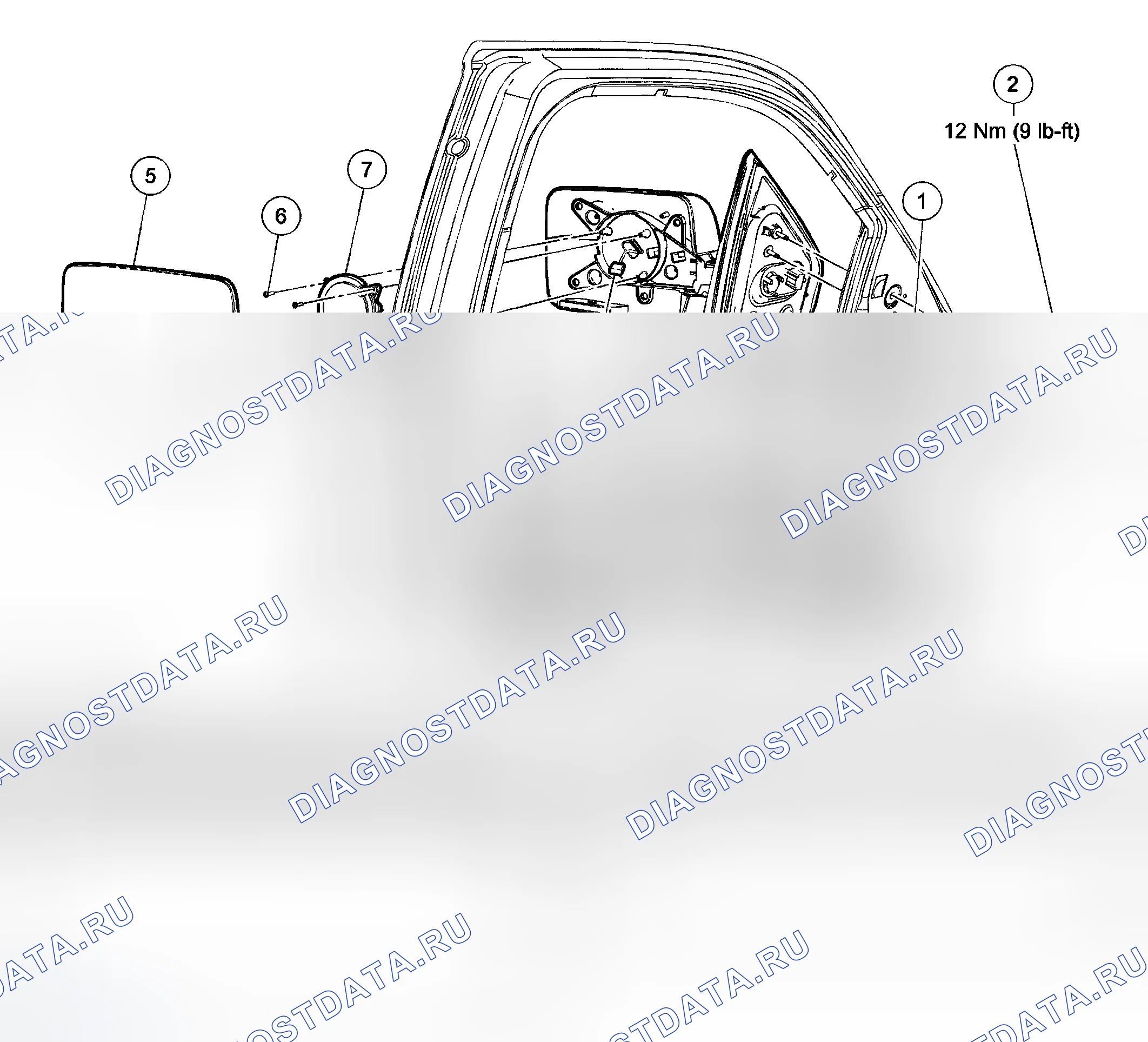 Рис. 71: Наружные зеркала - покомпонентный вид. Ford Pickup F350 Super Duty 