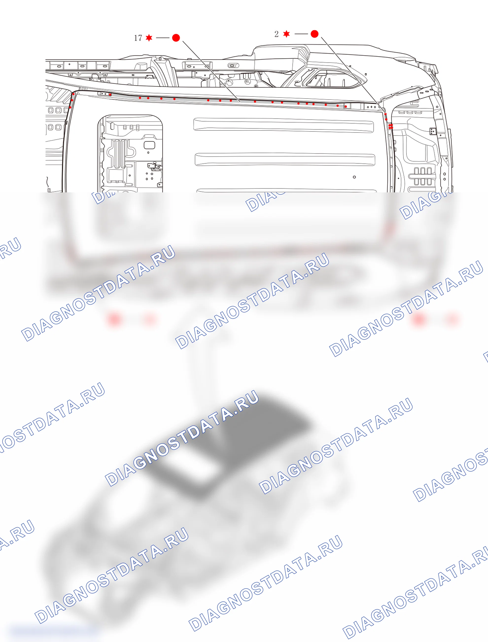 Узел верхней крышки (версия для потолка) — Haval H6. Haval H6 III