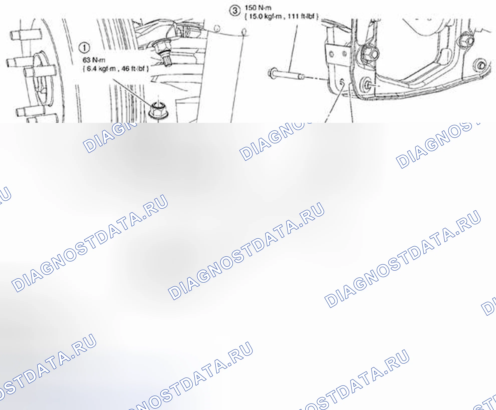 Рис. 36: СНЯТИЕ / УСТАНОВКА НИЖНЕГО РЫЧАГА. Mazda Tribute II