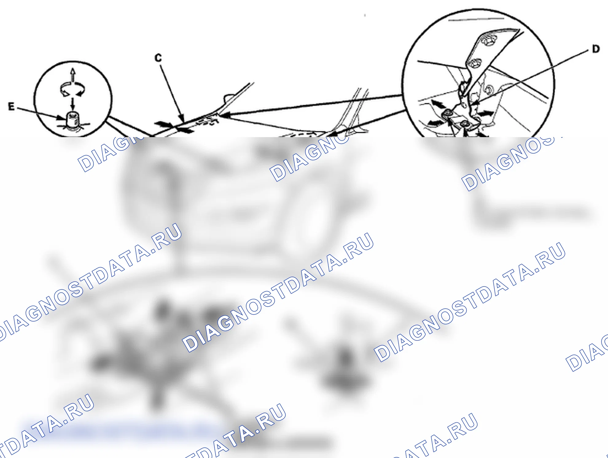 Рис. 2: Регулировка капота. Honda Crosstour I