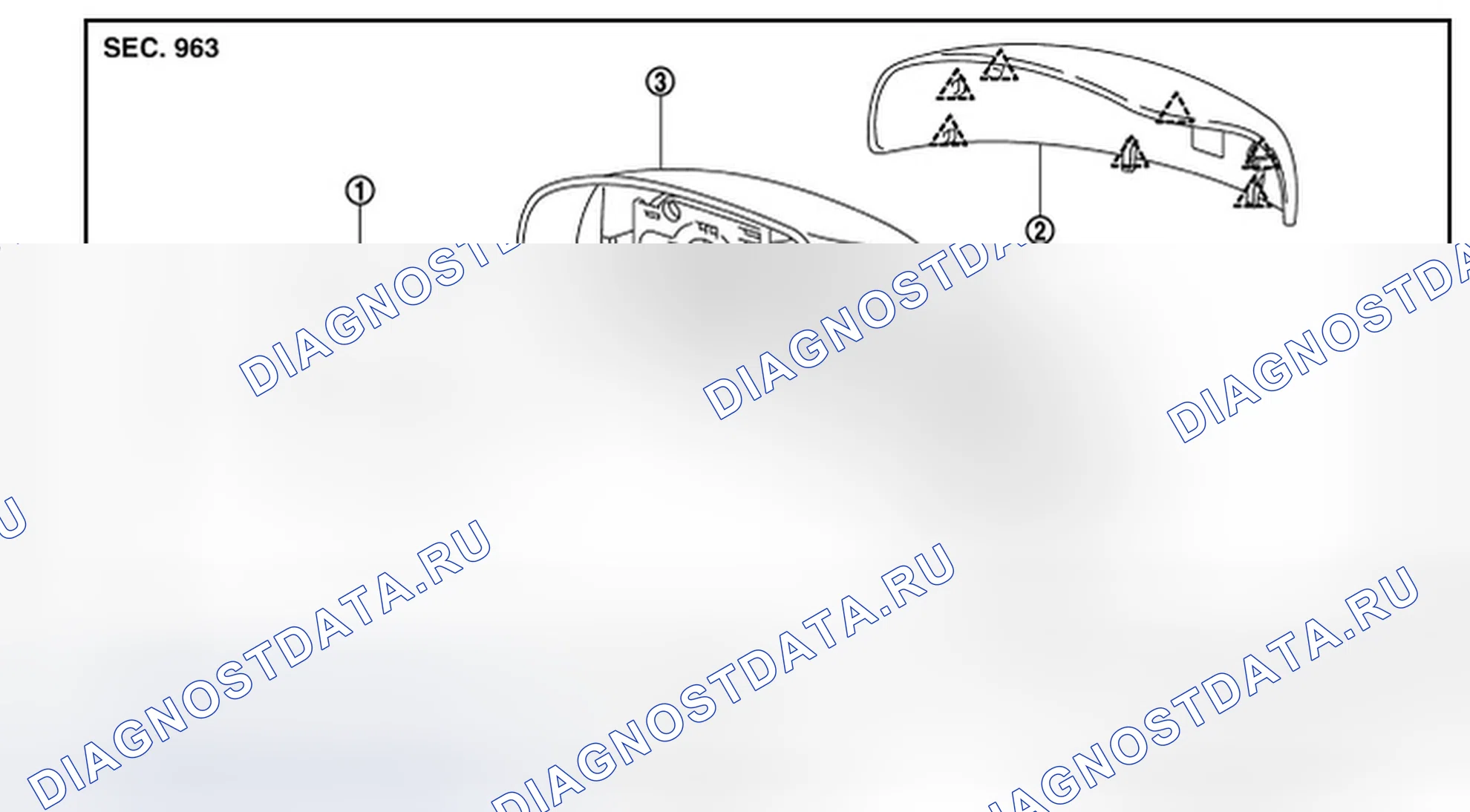 Рис. 8: СТЕКЛЯННОЕ ЗЕРКАЛО: Вид в разобранном виде. Infiniti G25 IV рестайлинг
