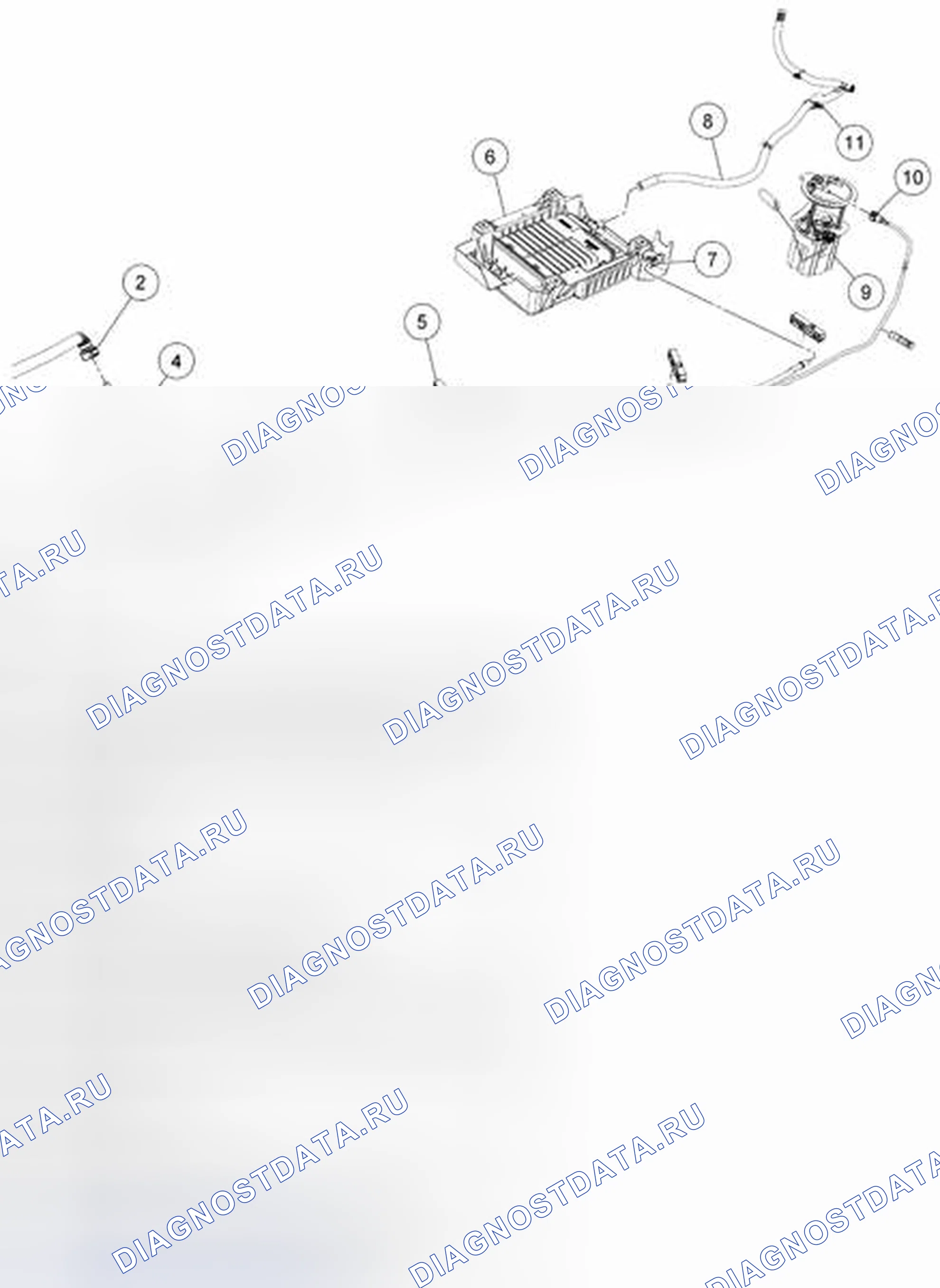 Рис. 43: ТОПЛИВОПРОВОДЫ И ТОПЛИВНЫЙ ФИЛЬТР В РАЗОБРАННОМ ВИДЕ - ГИБРИДНЫЙ. Mazda Tribute II