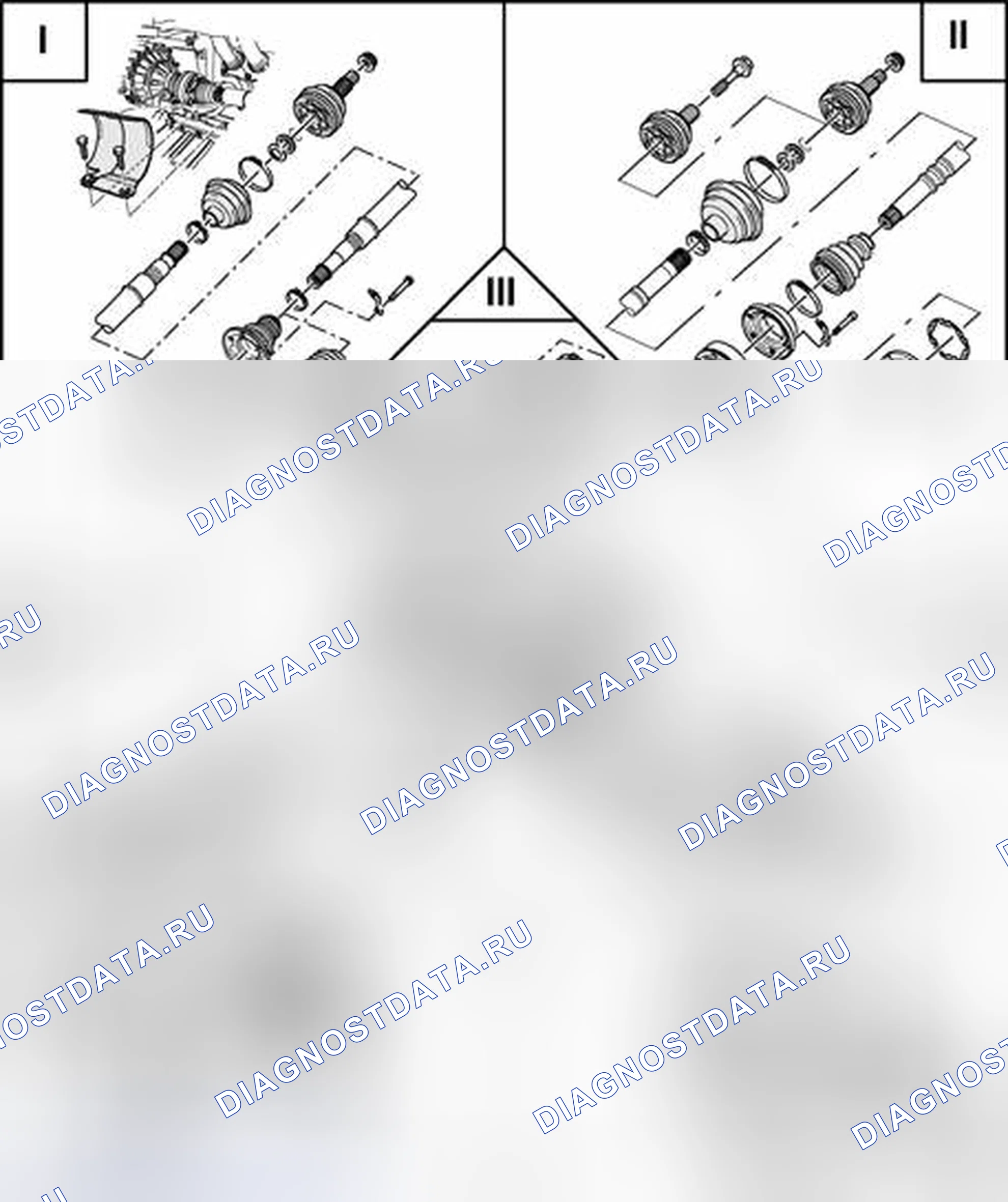 Рис. 129: Приводные валы, обзор. Volkswagen Golf Mk4