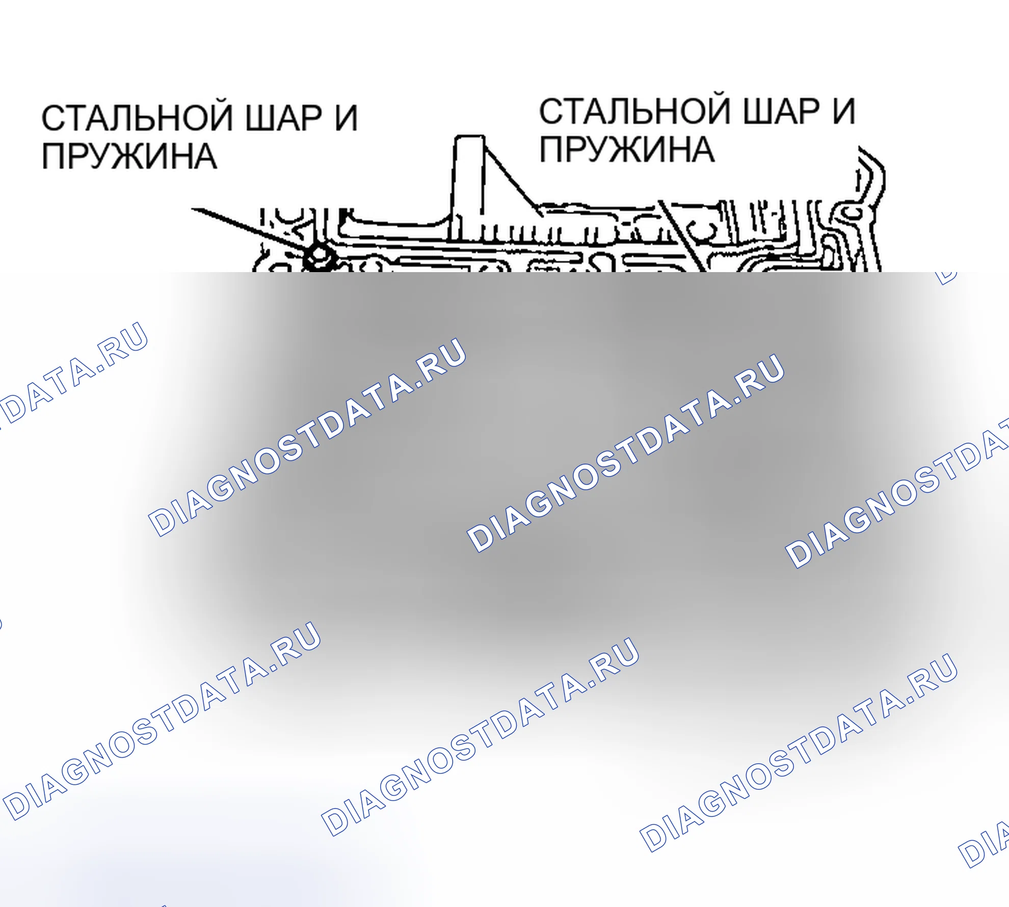Рис. 684: > > A < < ПРУЖИНА, СТАЛЬНОЙ ШАРИК, ДЕМПФИРУЮЩИЙ КЛАПАН И УСТАНОВКА ПРУЖИНЫ ДЕМПФИРУЮЩЕГО КЛАПАНА. Mazda MX-5 NA