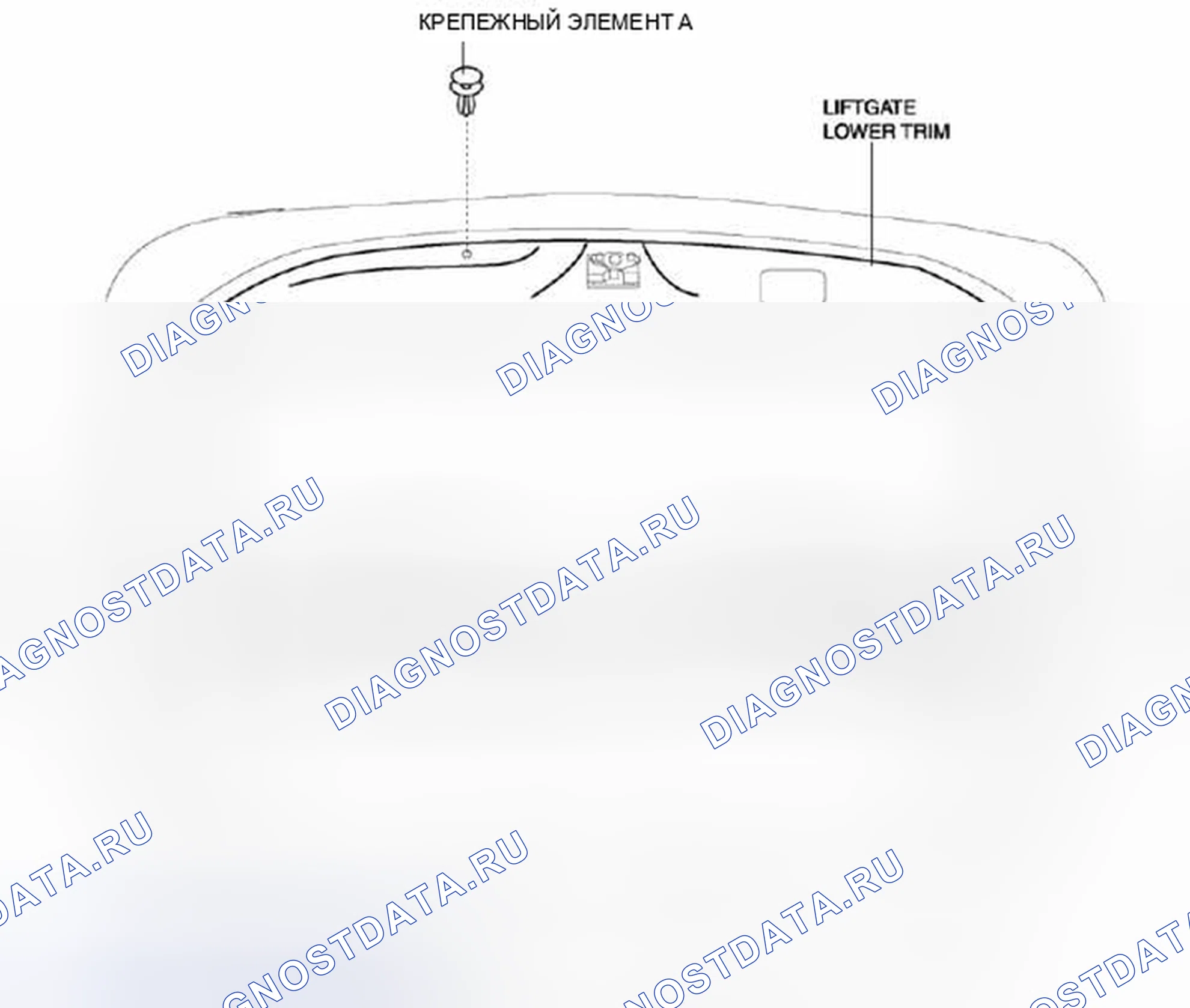 Рис. 74: ДЕМОНТАЖ / МОНТАЖ НИЖНЕГО ТРИММЕРА дверь багажника. Honda Civic IX рестайлинг