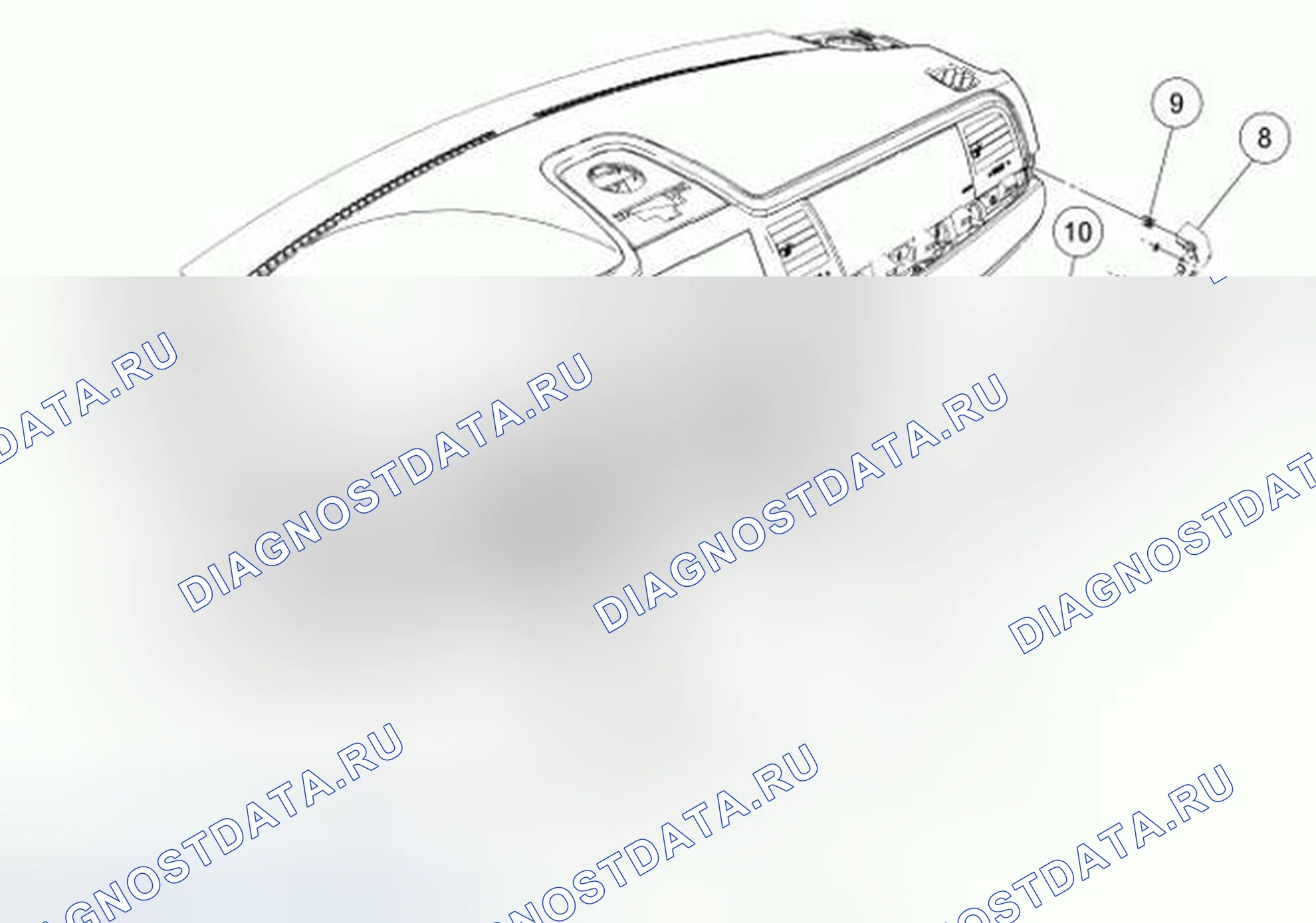 Рис. 62: Финишные формовки и аппликации приборной панели. Hyundai ix55 I