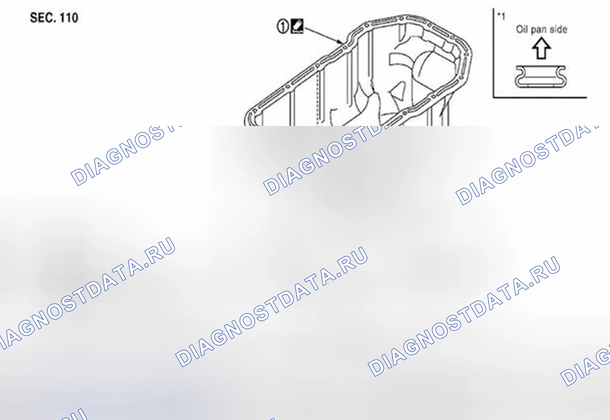 Рис. 8: Масляный поддон - разнесенный вид. Suzuki Equator I