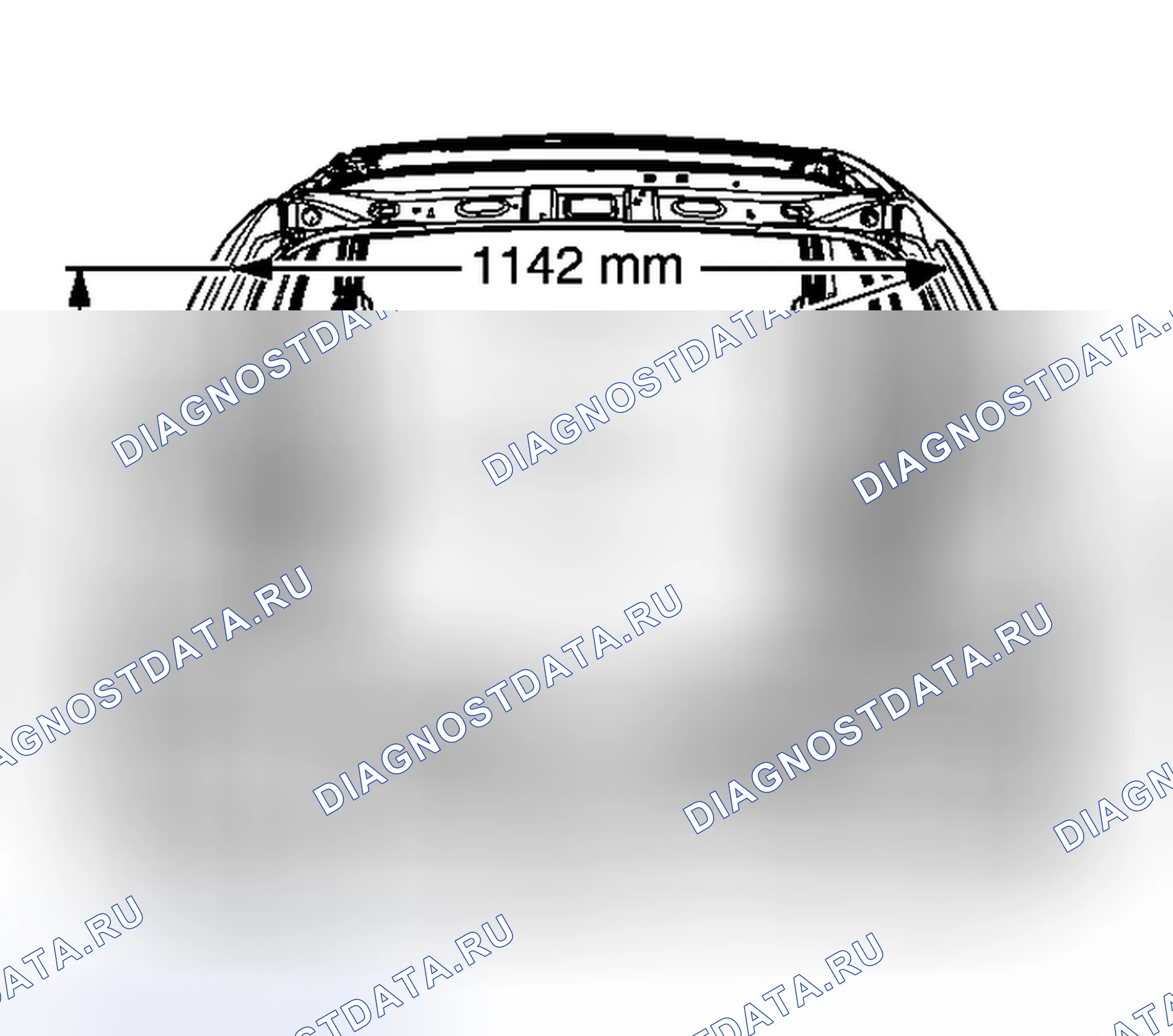 Рис. 4: Размеры проема заднего кузова - седан. Kia Rio IV
