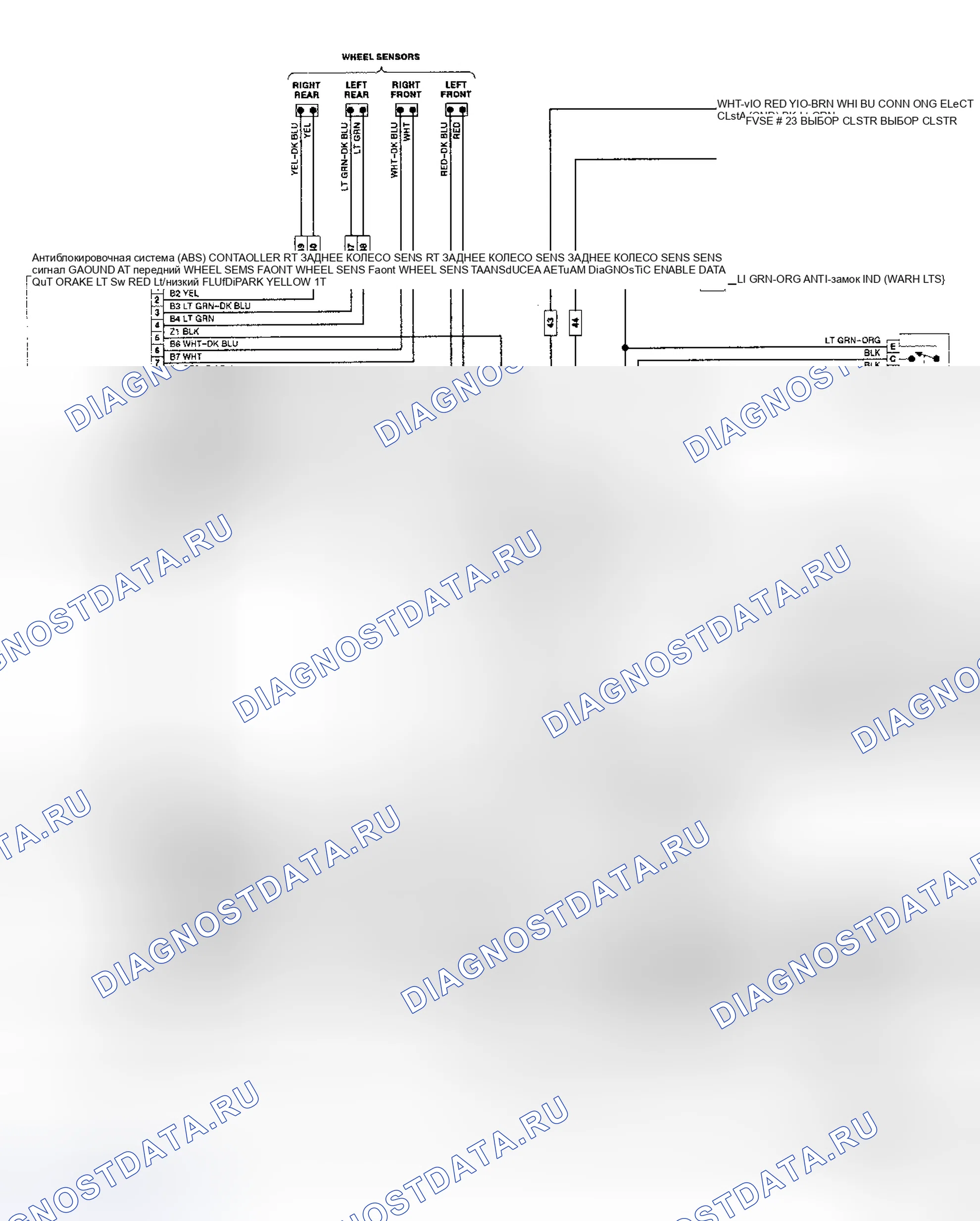 Рис. 1: Схема подключения Bendix-10 ABS. Dodge Dynasty I