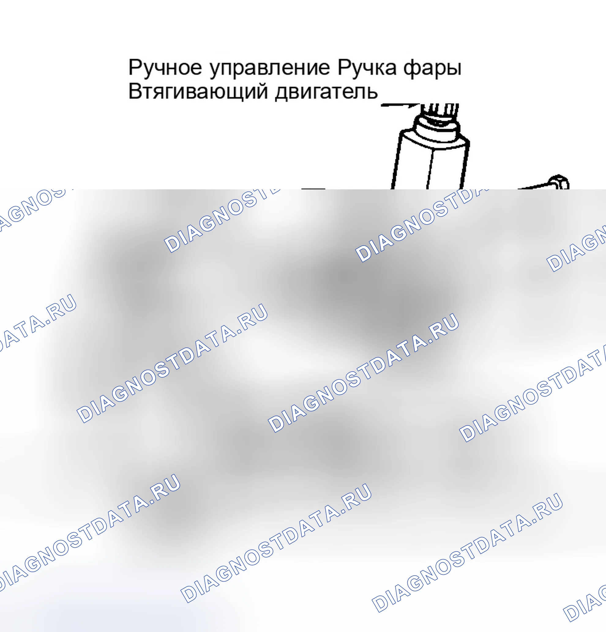 Рис. 4: Расположение двери фары Ручное управление. Ford Probe II