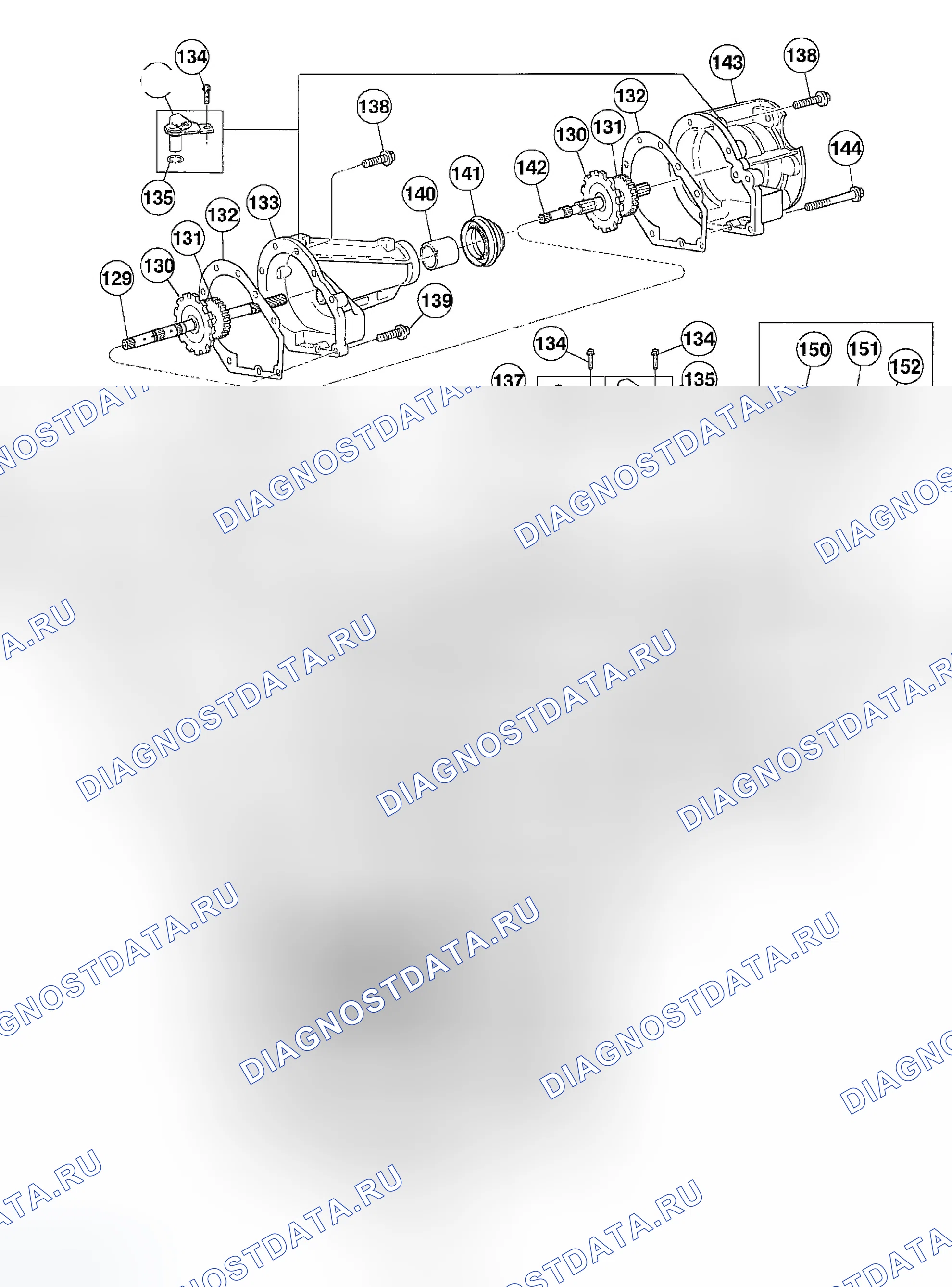 Рис. 323: Коробка передач, вид в разобранном виде. Ford Excursion I