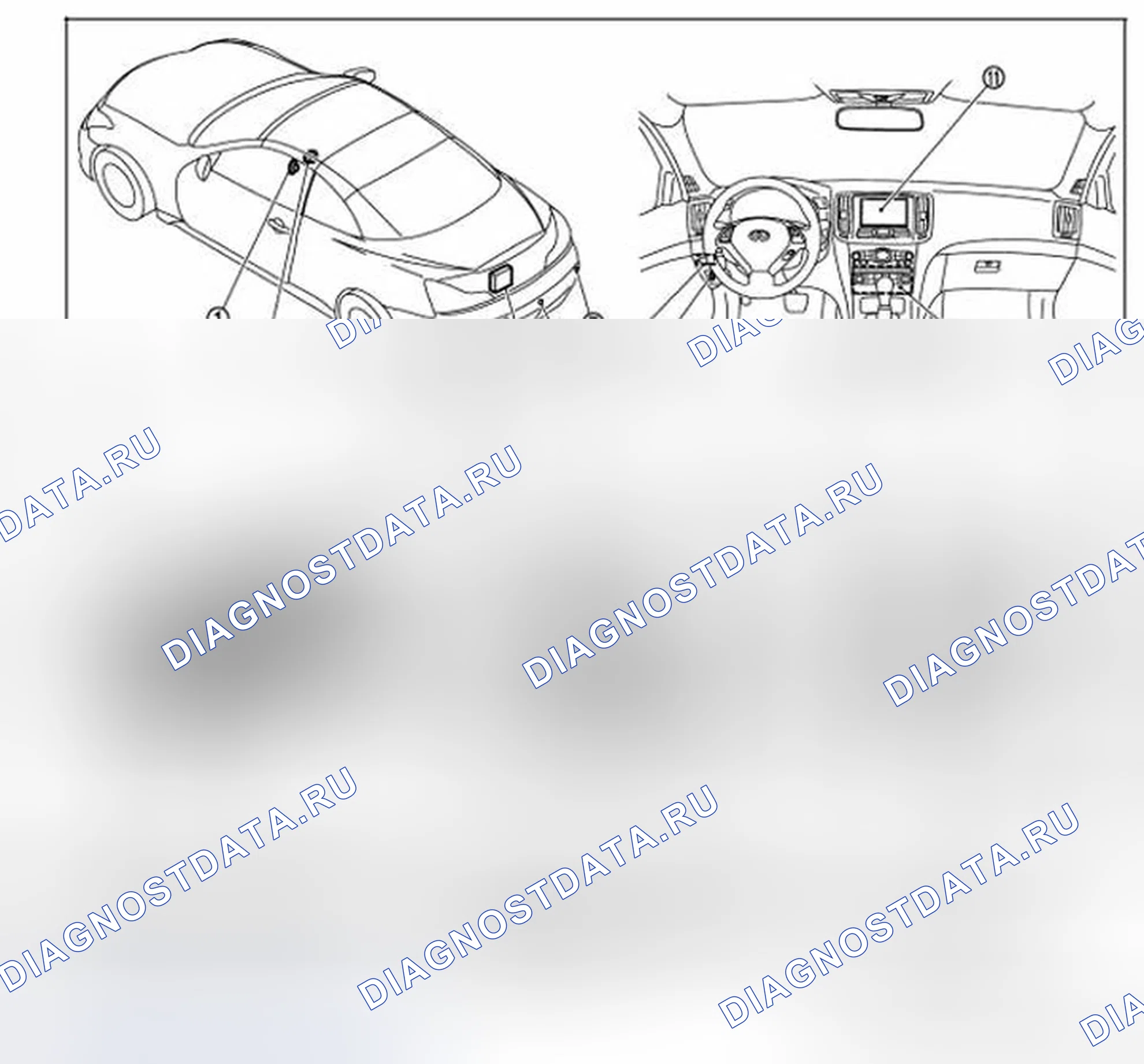 Рис. 21: Расположение компонентов. Infiniti Q60 I