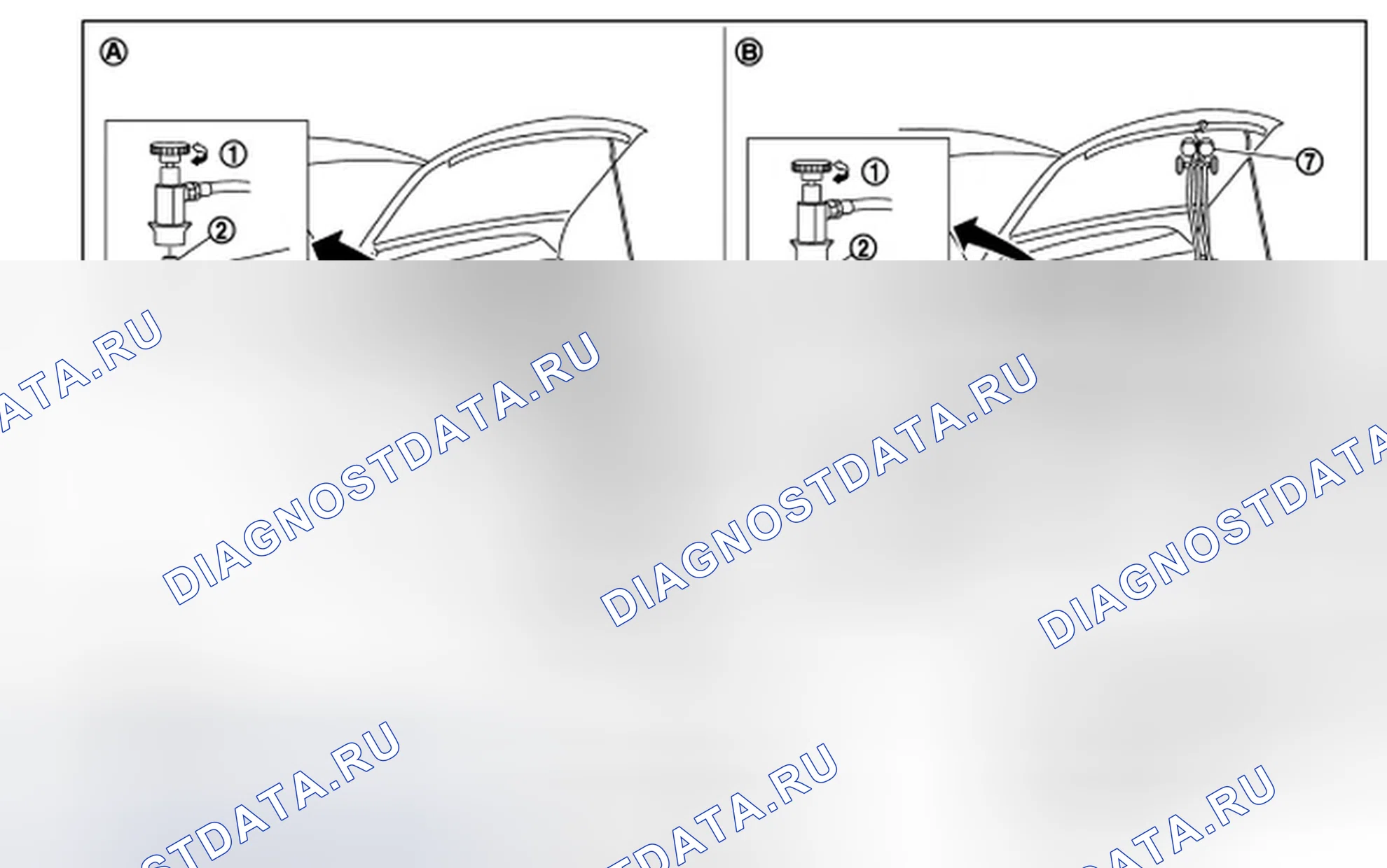 Рис. 247: Система откачки и заправка хладагента. Infiniti Q60 I