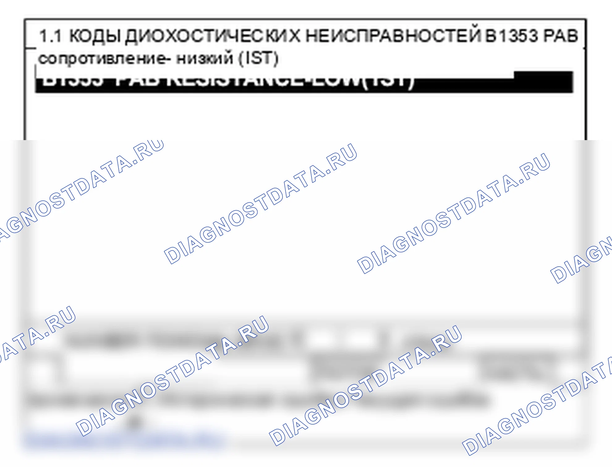 B1353: Слишком низкое сопротивление подушки безопасности пассажира (1-я ступень). Hyundai Santa Fe CM