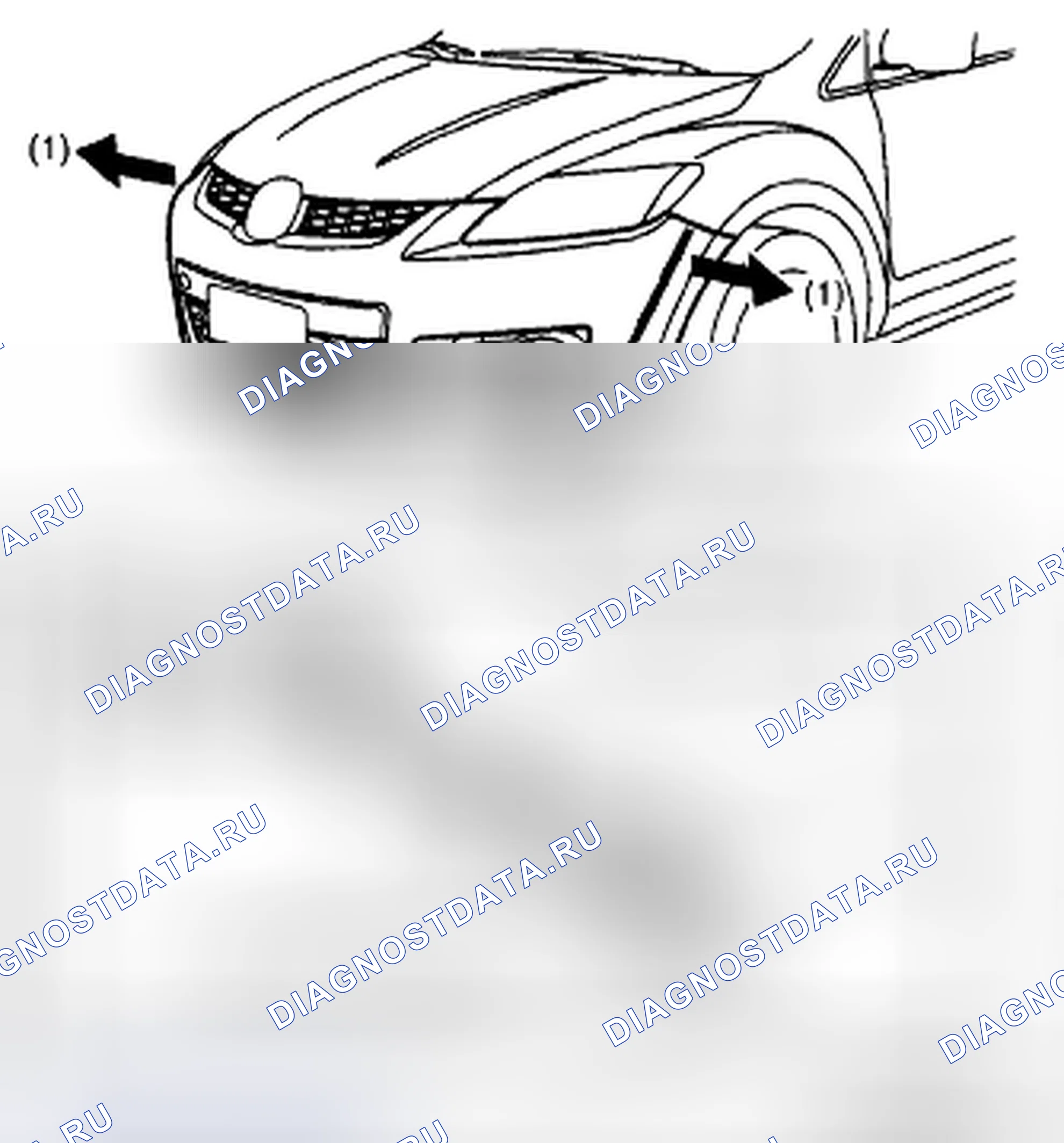 Рис. 4: Примечание по снятию переднего бампера. Mazda CX-7 I