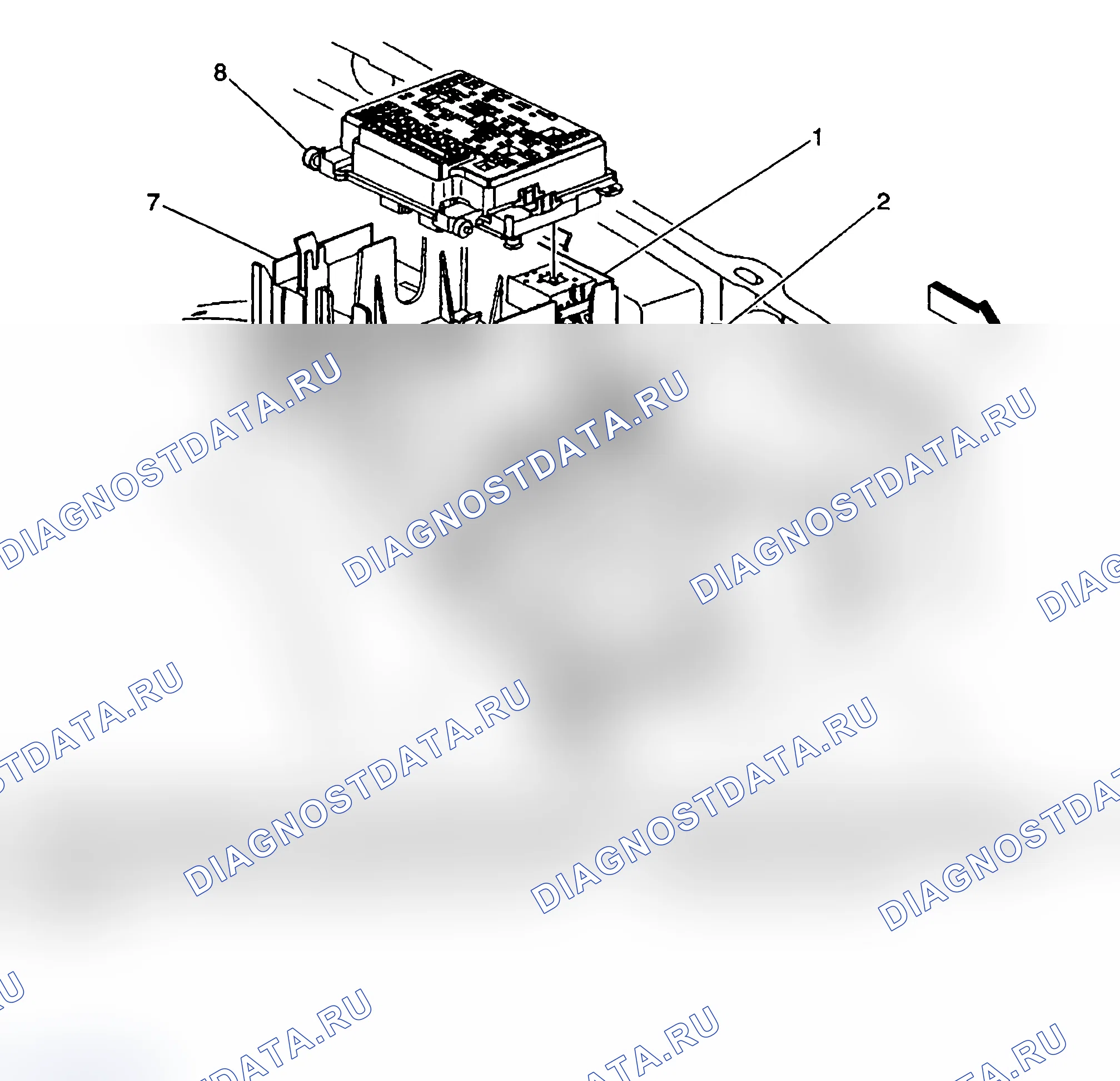 Рис. 7: БЛОК ПРЕДОХРАНИТЕЛЕЙ ПОД КАПОТОМ. Chevrolet Cab & Chassis Silverado 3500 