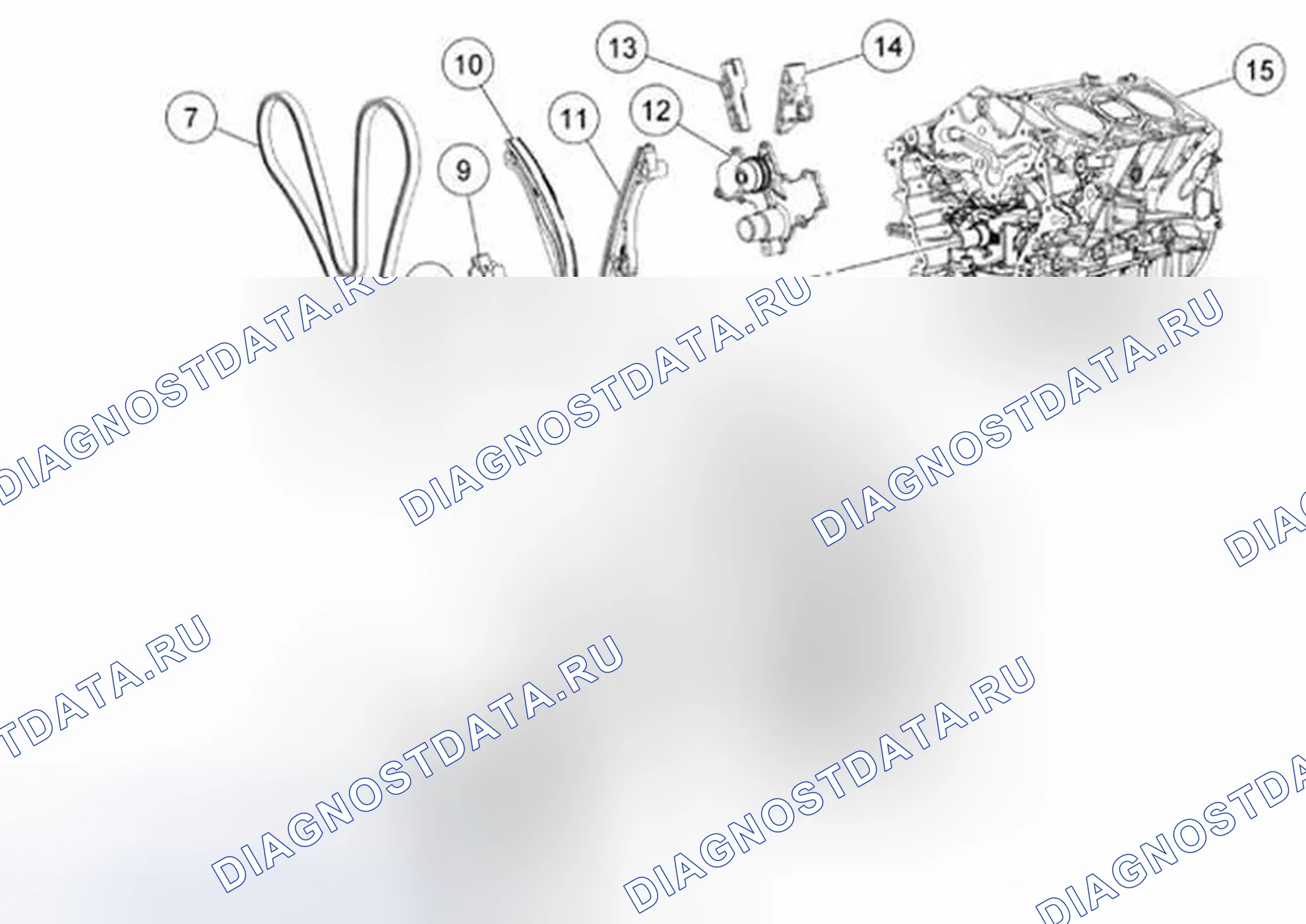 Рис. 318: Передняя часть двигателя. Ford Mustang V рестайлинг 2