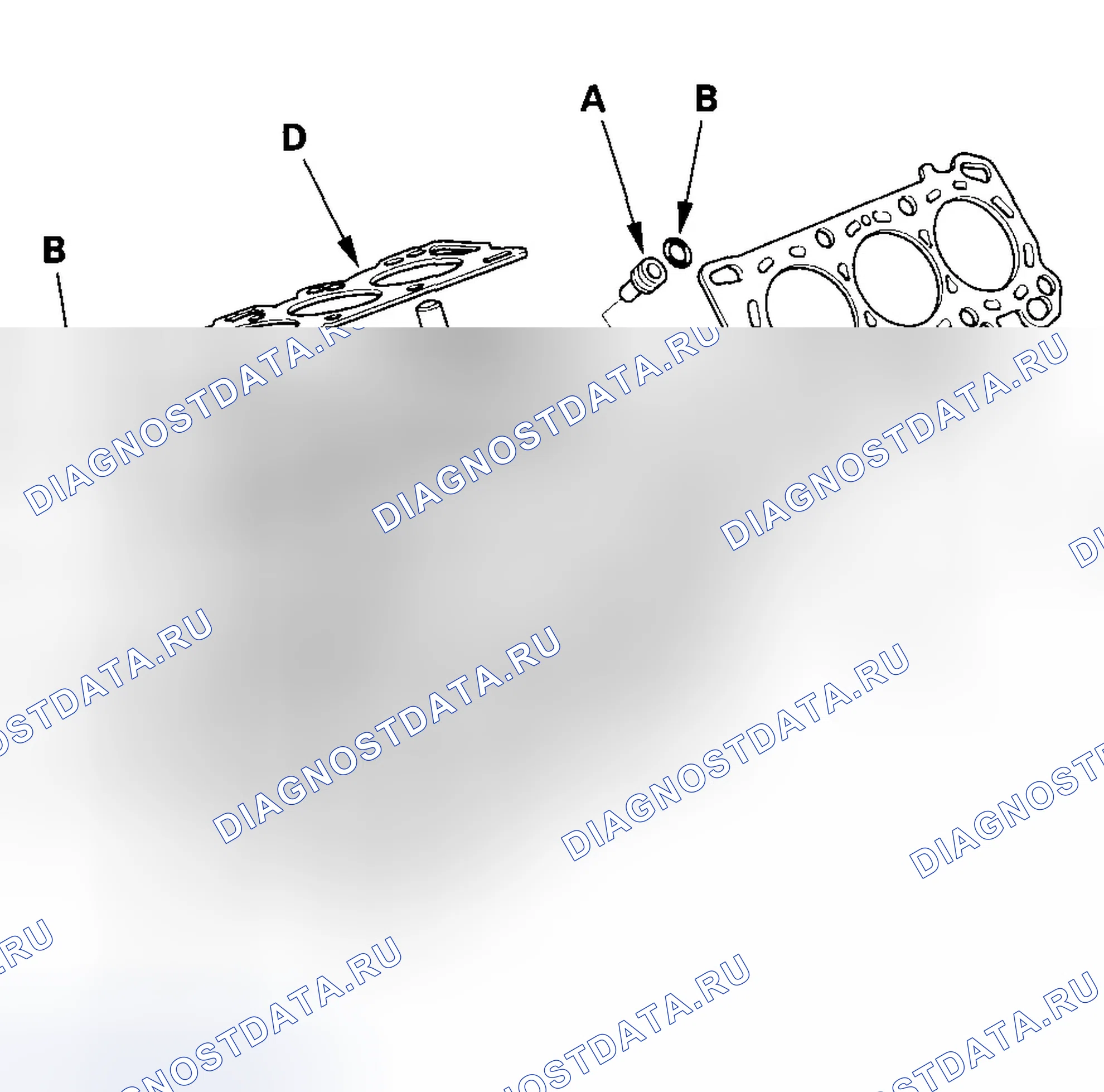 Рис. 380: Установка головки цилиндров. Honda Odyssey I