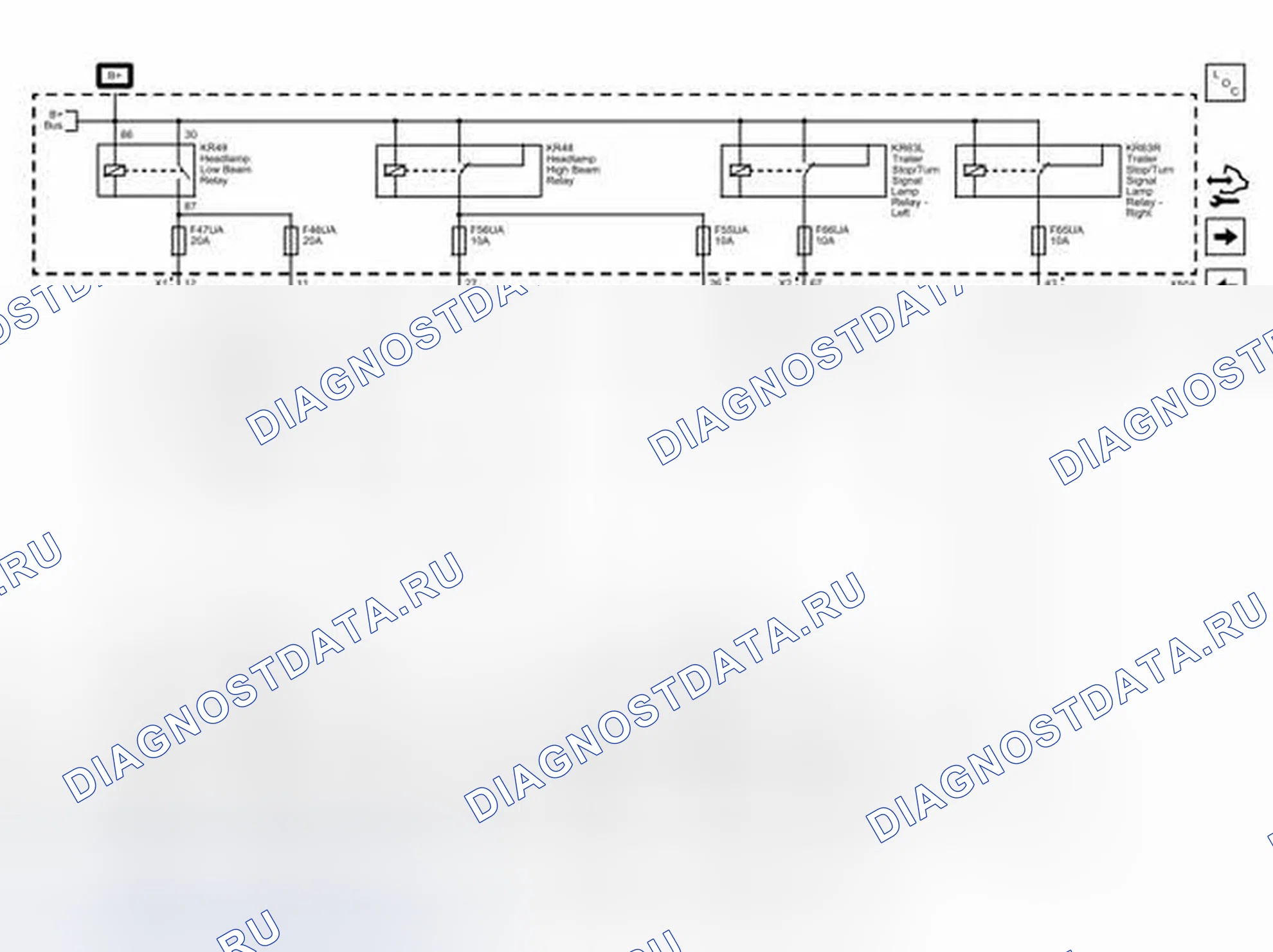 Рис. 76: Предохранители F46UA, F47UA, F55UA, F56UA, F65UA и F66UA. Cadillac SRX II рестайлинг